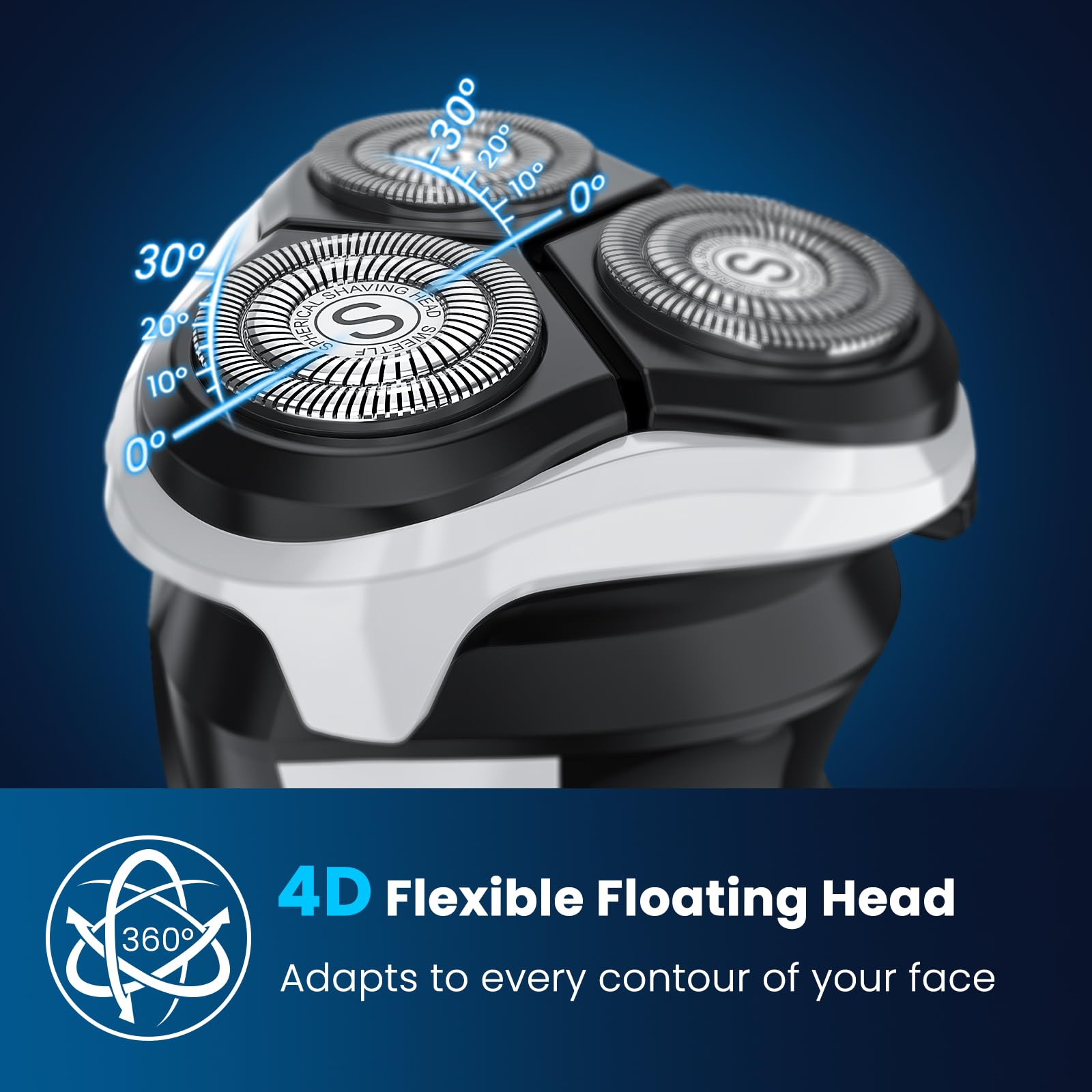 Waterproof Mens Electric Shaver With Travel Case, Powerful & Quiet, Type C Fast Charge (60Min Charge, 120Min Use), Precision Tri