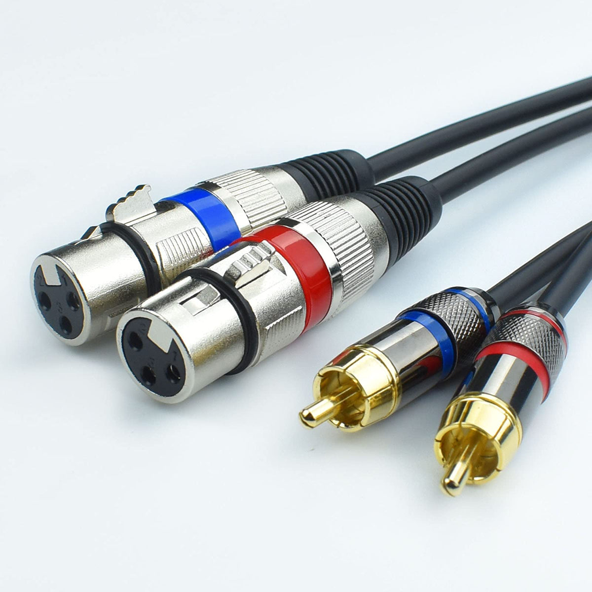 Mugteeve Dual Xlr Female To Dual Rca Male Phono Cable Adapter, 10Feet Balanced 3Pin Xlrf To Unbalanced Rca Speaker Cable, Gold P