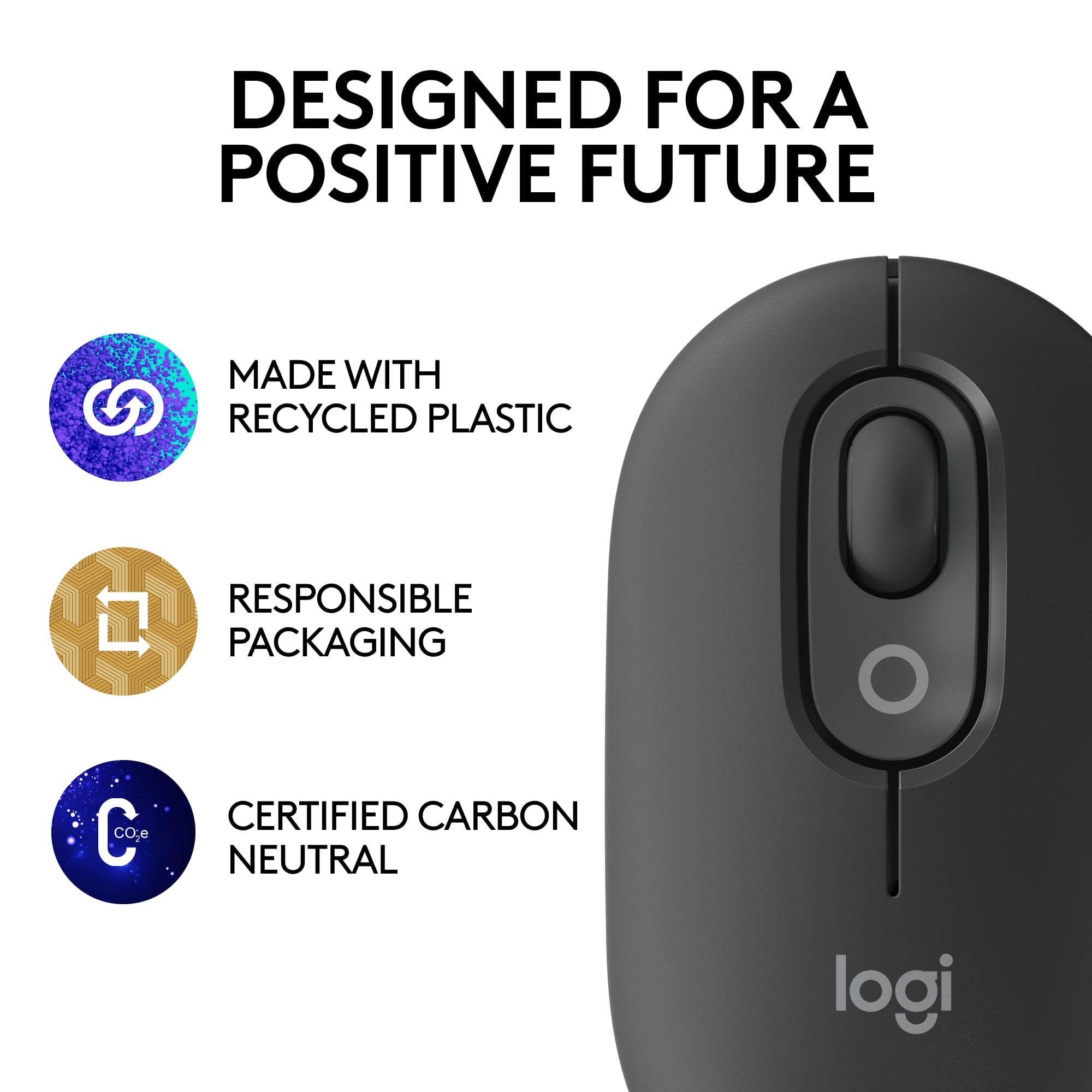 Logitech Pop Mouse, Wireless Mouse With Customizable Emojis, Silenttouch Technology, Precision/Speed Scroll, Compact Design, Blu