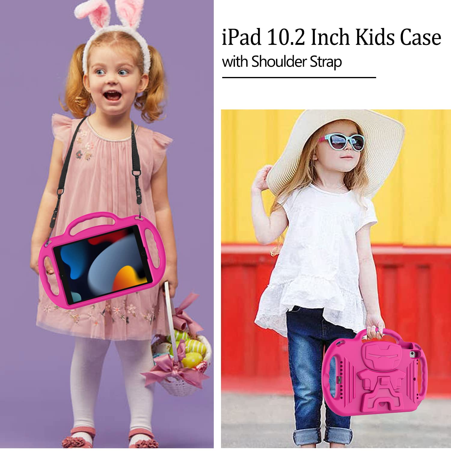 Ltrop Ipad 10.2 Case, Ipad 9Th/8Th/7Th Generation Case For Kids, Shockproof Handle Stand Shoulder Strap Kids Case For Ipad 10.2