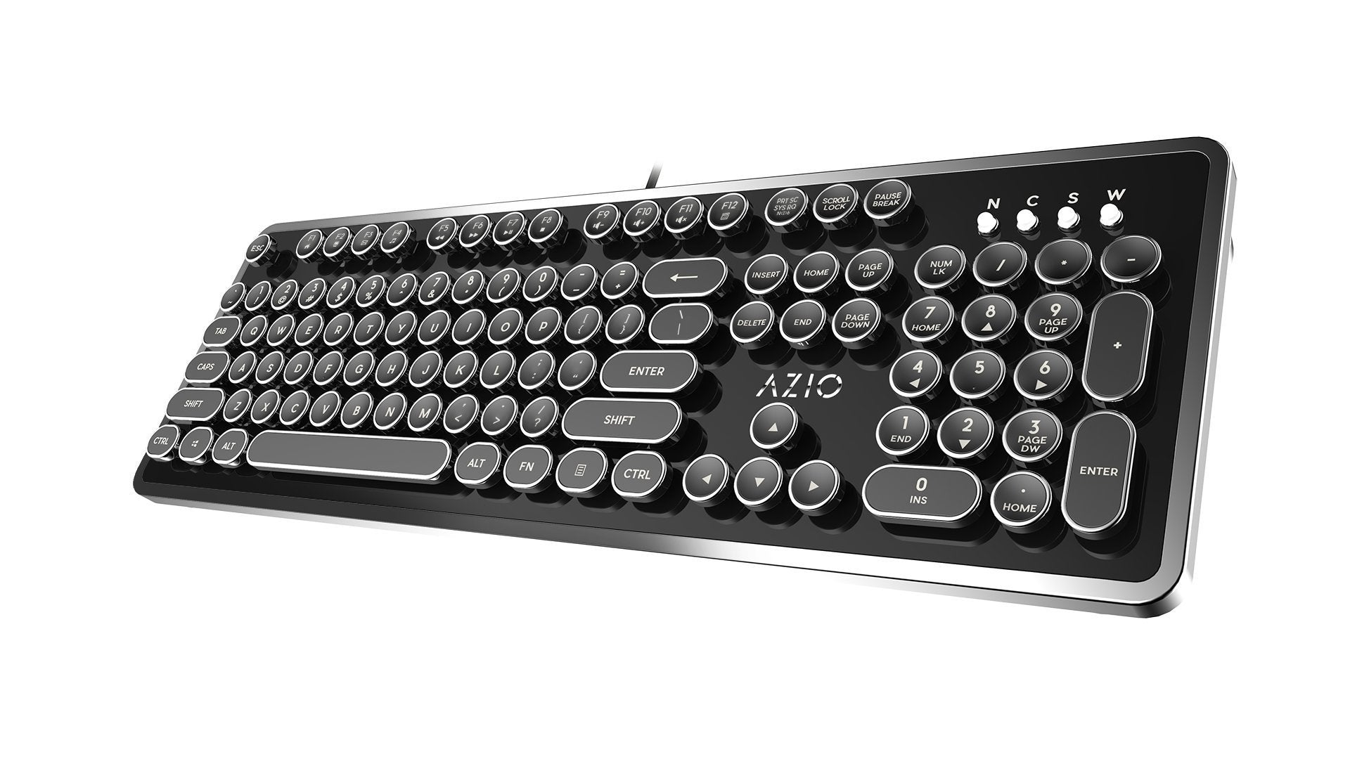 Azio Retro Typewriter Inspired Mechanical Keyboard Vintage Design W/Modern Features, Tactile & Clicky Blue Switch, N Key Rollove