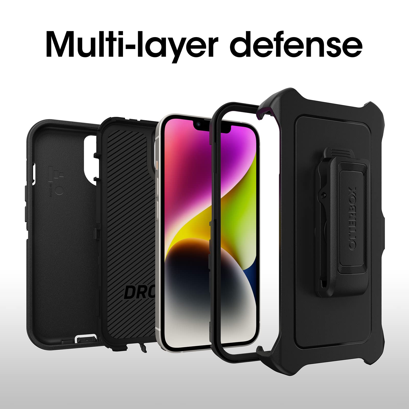 Otterbox Iphone 14 Plus Defender Series Case   Black, Rugged & Durable, With Port Protection, Includes Holster Clip Kickstand