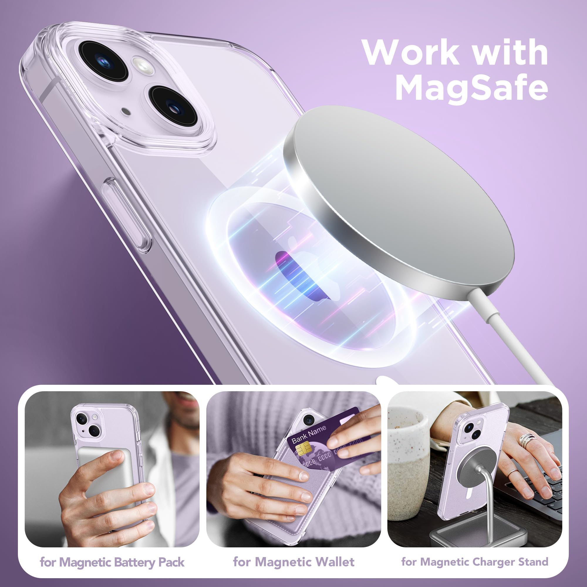 Gonez Magnetic For Iphone 14 Case, Compatible With Magsafe,[2 Screen Protector & 2 Camera Cover][Anti Fingerprint][Non Yellowing