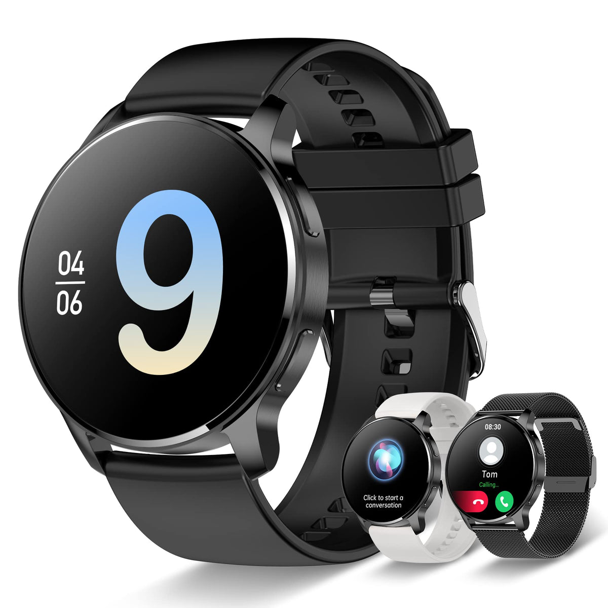 Smart Watch For Women Men, Bluetooth Call Fitness Tracker For Android And Ios Phones Waterproof Smartwatch With 1.32'' Hd Full T