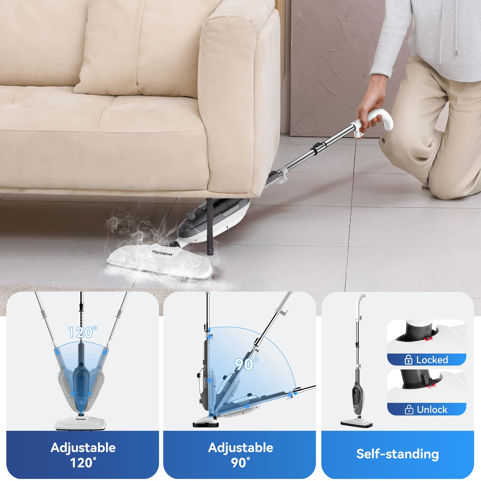 Steam Mop   All In One Powerful Handheld Steam Cleaner Detachable Floor Steamer With 11 Accessories, Multipurpose Steamer For Ha
