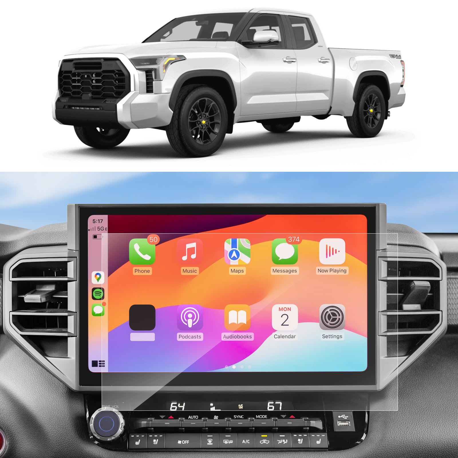Sktu 2023 2024 2025 Tundra Accessories Screen Protector For 2022 2025 Toyota Tundra / 2023 2025 Toyota Sequoia 14In Navigation Hd Clear Anti Scratch