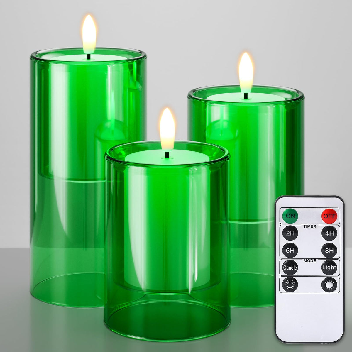 Nurada Flameless Candles With Remote Timer - Glass Holder Real Wax 3D Wick Led Pillar Votive Candle Set Battery Operated Flicker