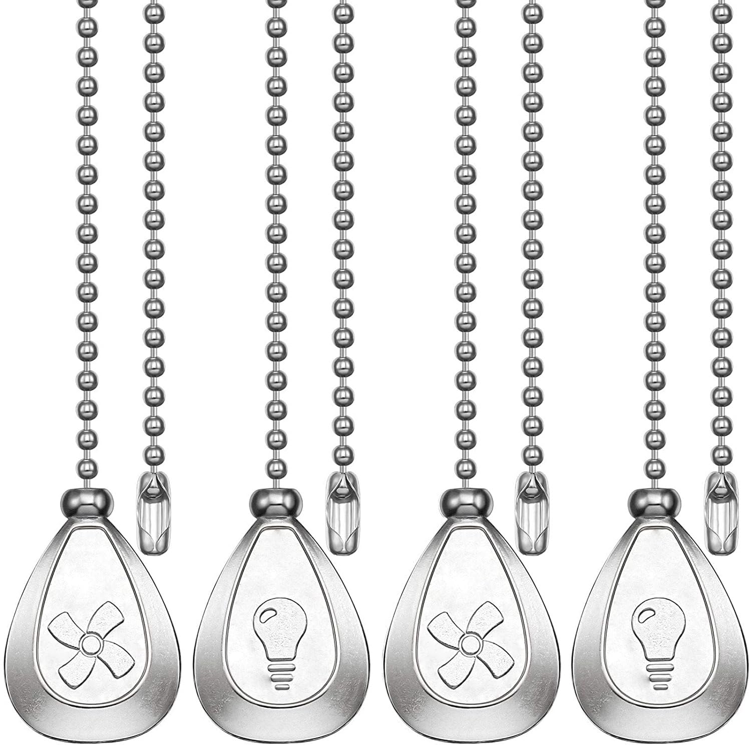 Vinaco 4 Pieces 12 Inch Ceiling Fan Chain Ornament Ceiling Fan Pull Chain Extender Fan Pull Chain with Ball Fan Chain Connector 