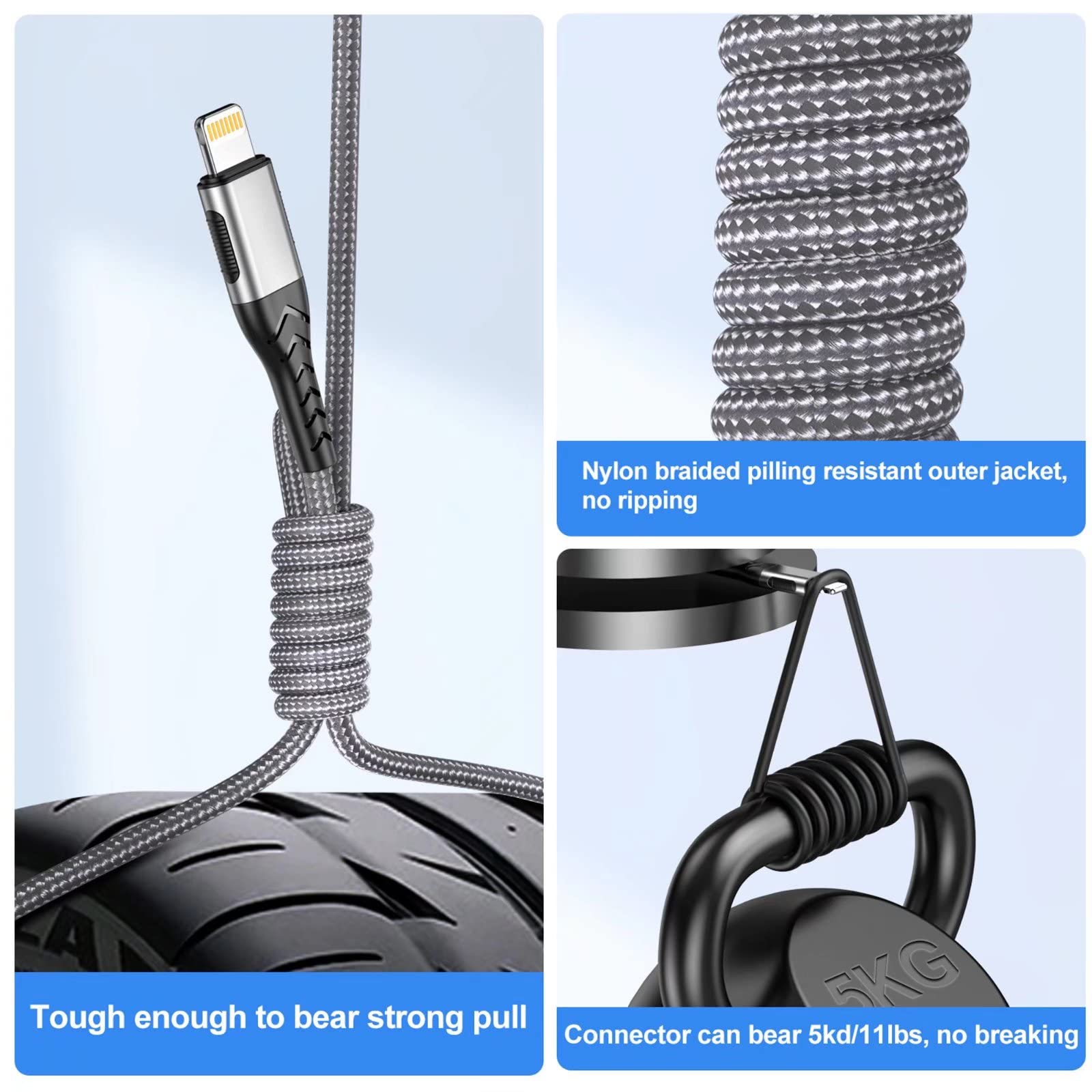 Iphone Charger, [Apple Mfi Certified] 3Pack 6Ft Usb A Cable For Long Charger Cable, Fast Iphone Charging Cord Compatible With With Iphone Xs Max/Xs/Xr/X/8/7/6S/6/Plus/Se/Ipad(Silver)