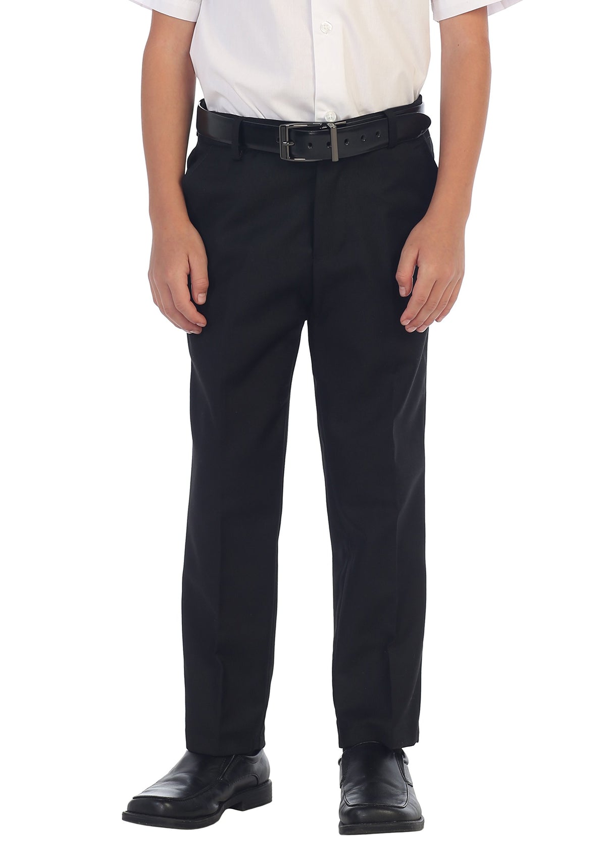 Gioberti Boys Flat Front Dress Pants, Black, 5