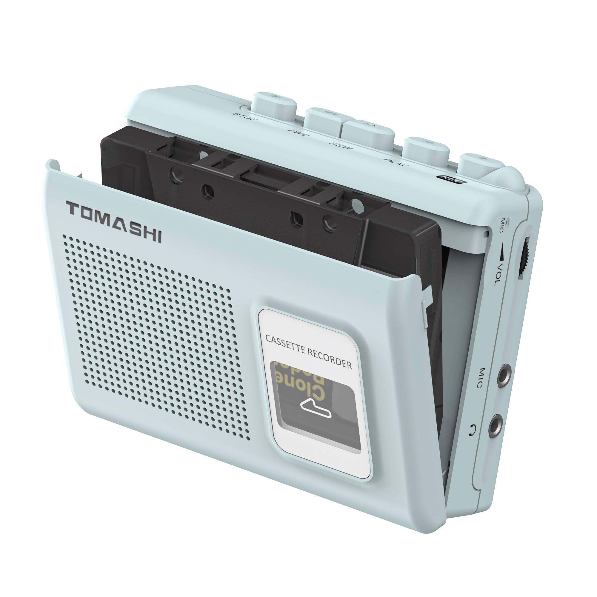 Portable Cassette Player Tape Recorder Walkman with Built-in Speaker,Microphone,Headphone Jack-, 4.57 x 3.54 x 1.38inch (Blue)