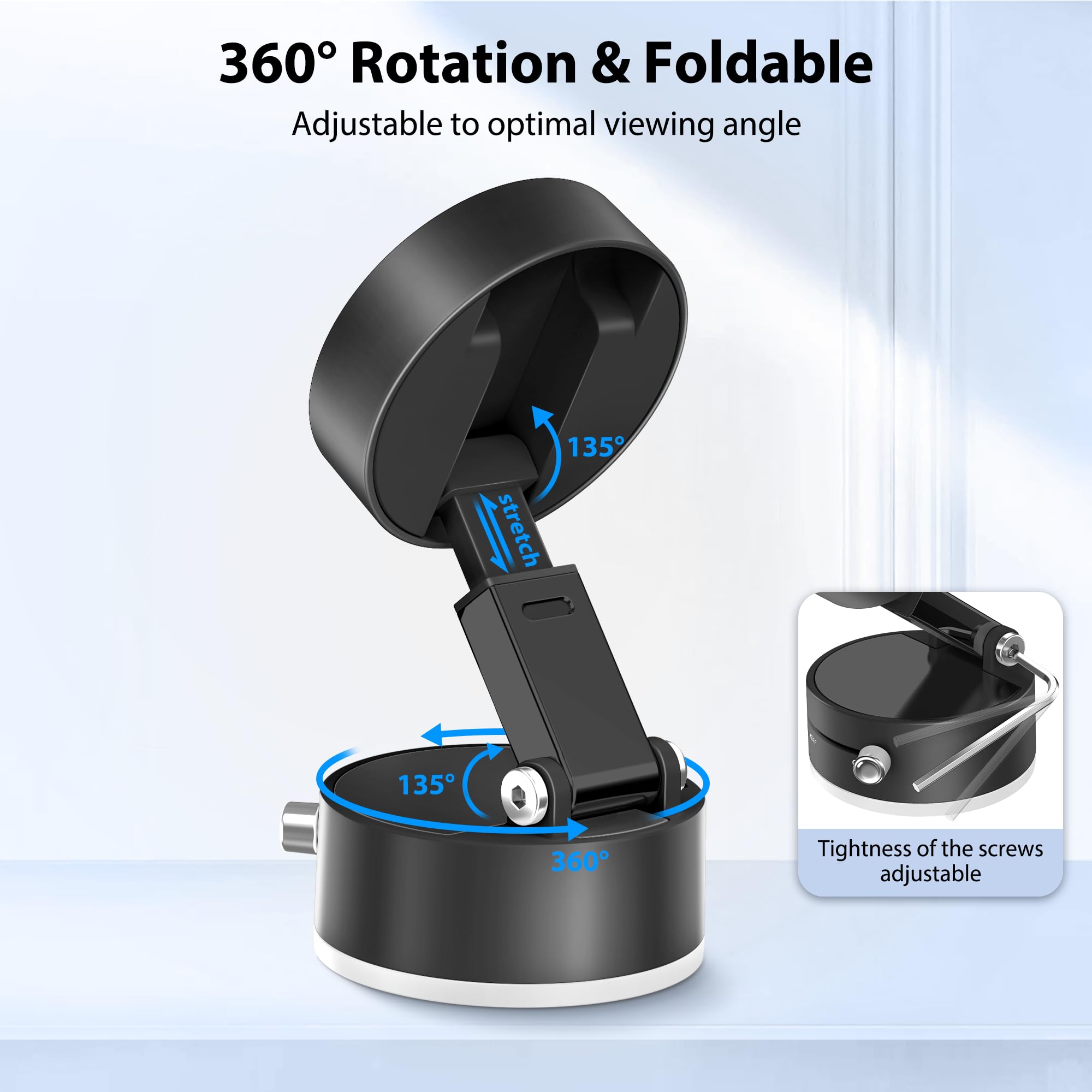 Creadream Vacuum Magnetic Suction Car Phone Holder, 2025 Upgraded Foldable Suction Cup Phone Mount Stand With 360 Rotation, Car