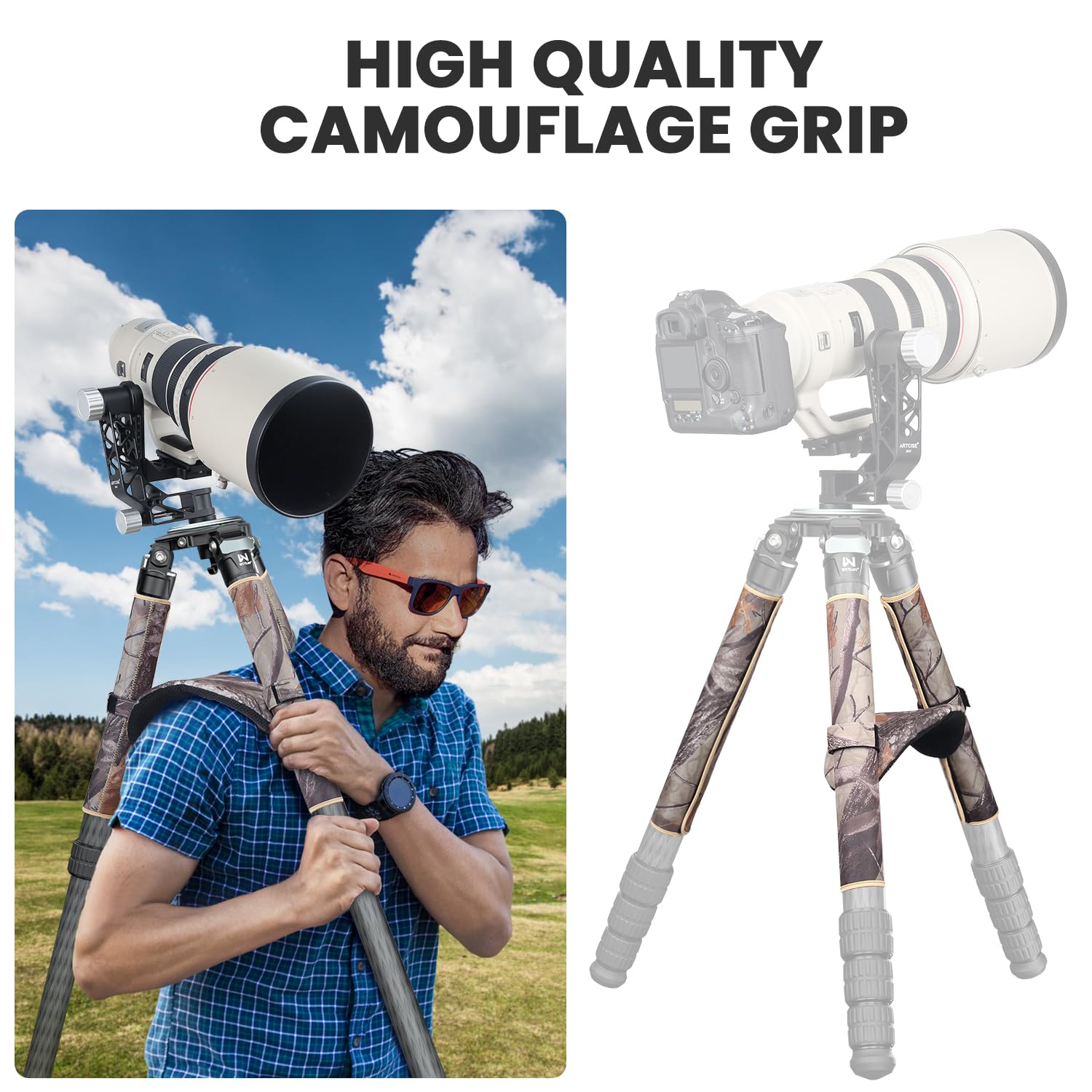 Carbon Fiber Tripod For Camera, Weyllan Lx9G Heavy Duty Camera Tripod, Bowl Tripod With 40Mm Leg Camouflage Sleeve 10 Layer Carb