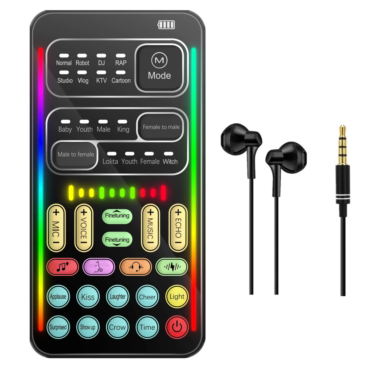 Portable Voice Changer, 2Rd Generation I9 Live Sound Card, Cool Lights Sound Board - Voice Disguiser/Modulator For Ps4/Ps5/Xbox 