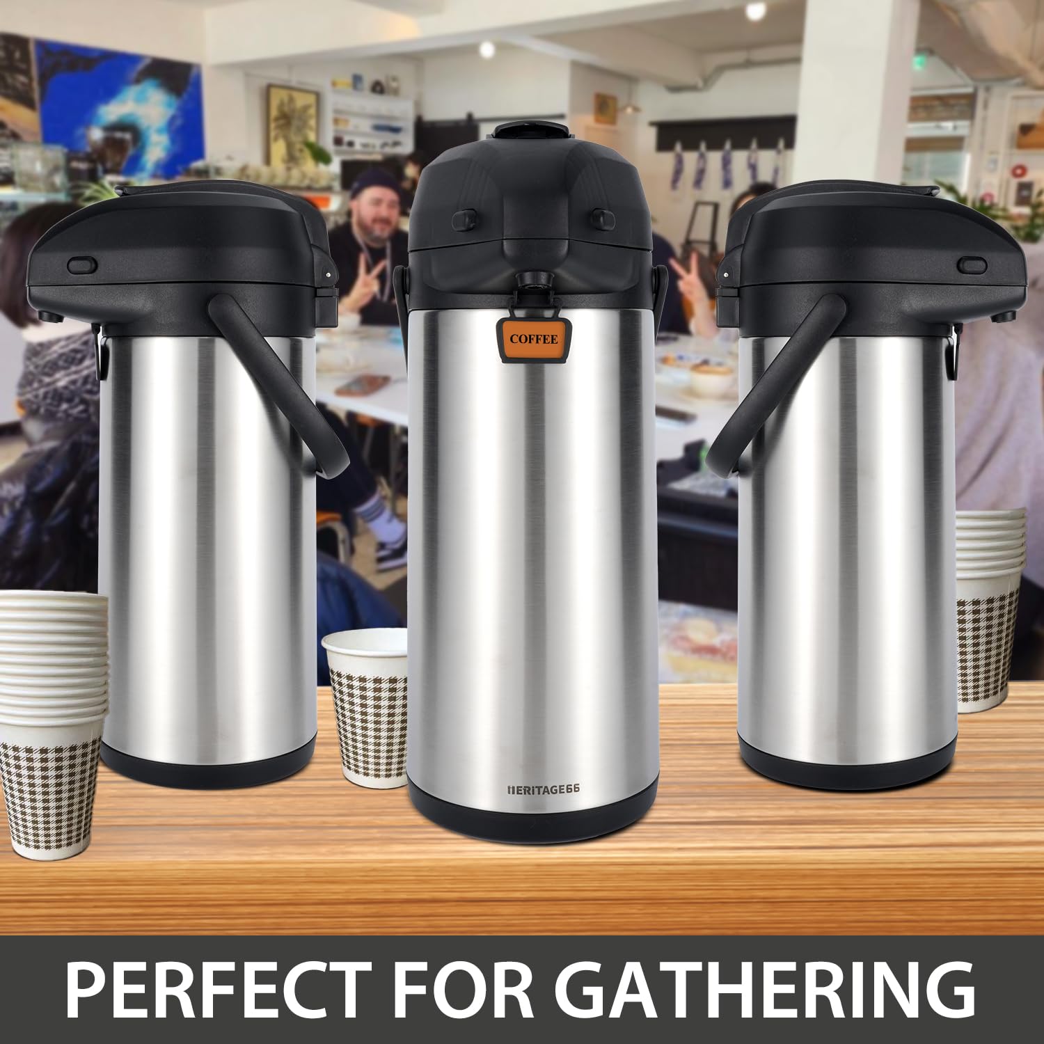 Heritage66 Advanced Thermal Coffee Carafe  Triple Wall Vacuum Insulated Flask  Thermos Keeping Beverages Hot For 12 Hours /24 Ho