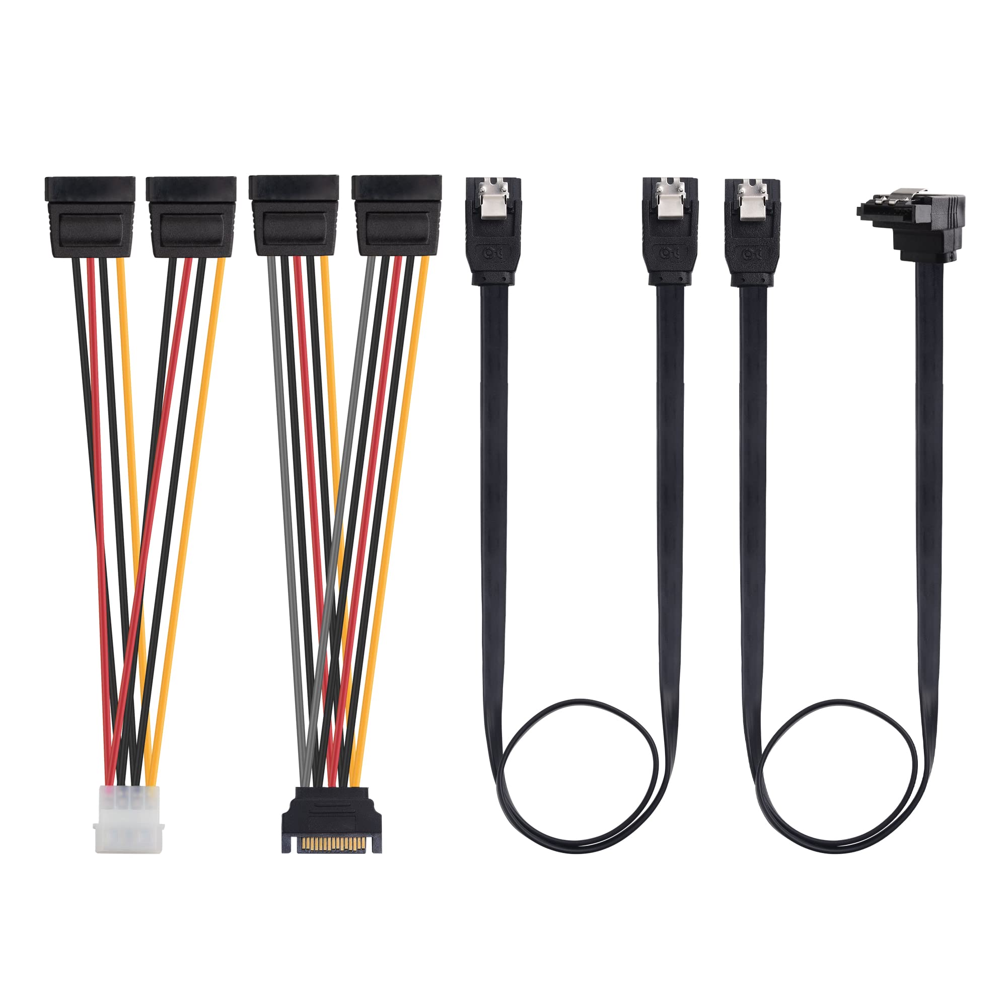 Cable Matters Sata Iii Data Cable And Sata Power Cable Kit With Straight And 90 Degree Sata Iii Cables, Power Splitter Adapter,