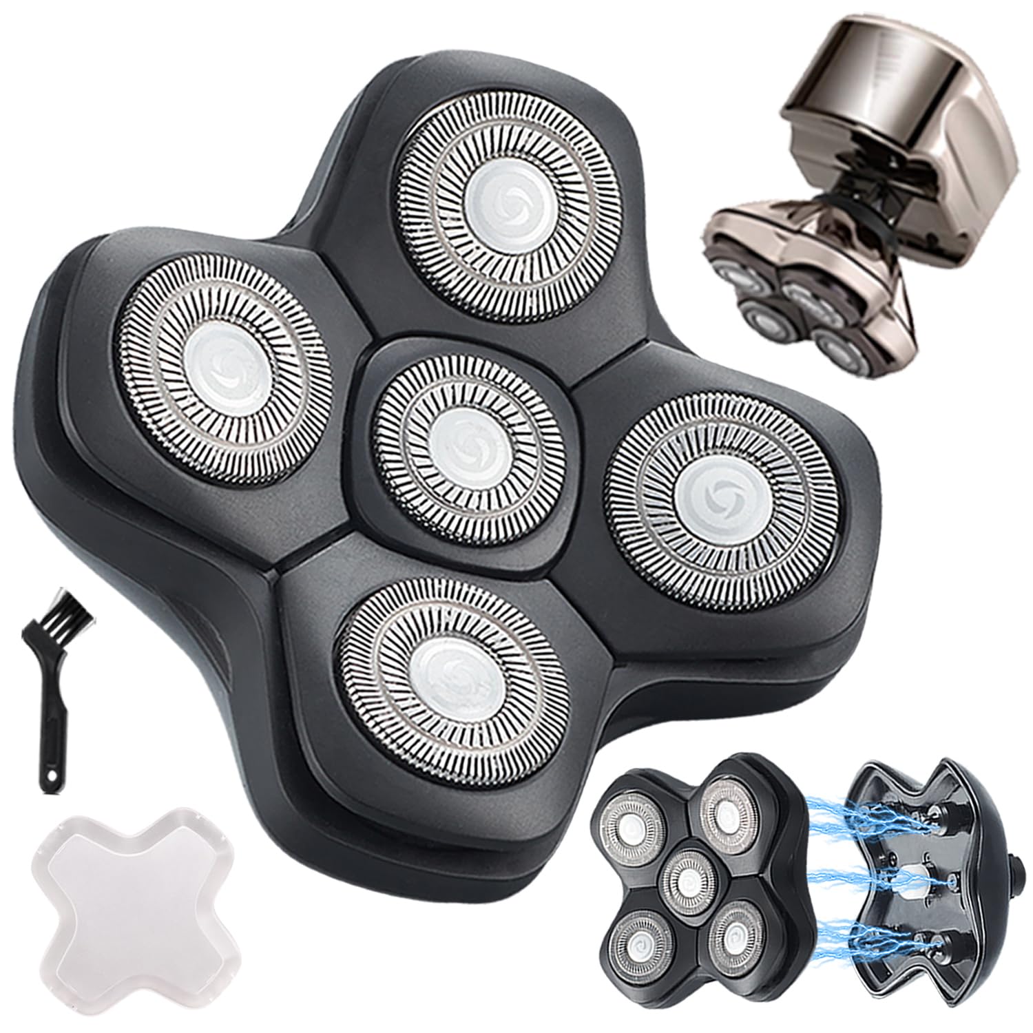 New Upgrade Head Shaver Replacement Heads For Skull Shaver Pitbull Platinum Pro Butterfly Kiss, And Palm Hypo Allergenic Electri