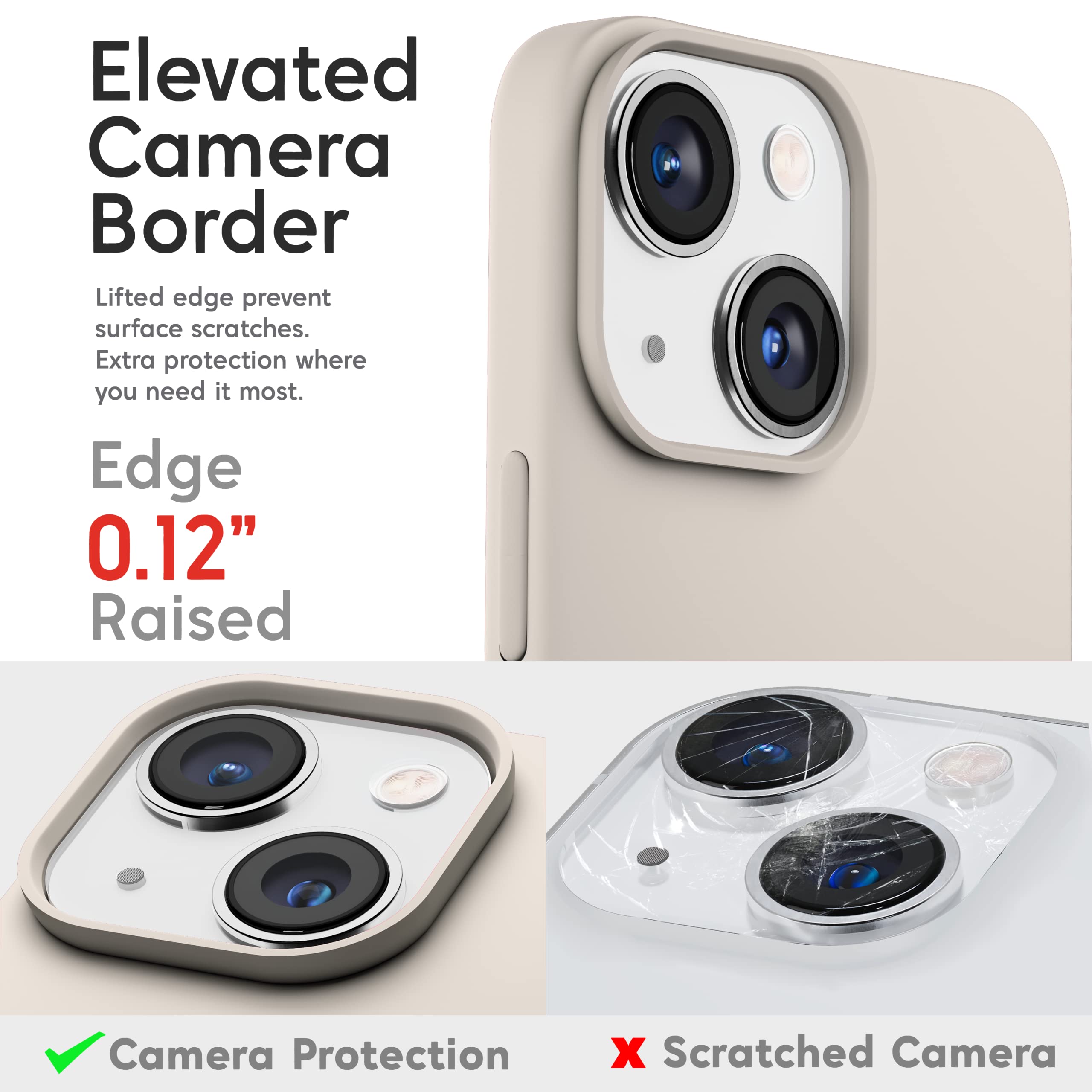 IceSword iPhone 13 Mini Slim Shockproof Silicone Phone Case with Microfiber Lining - Warm Sand Tan Beige 5.4 inch