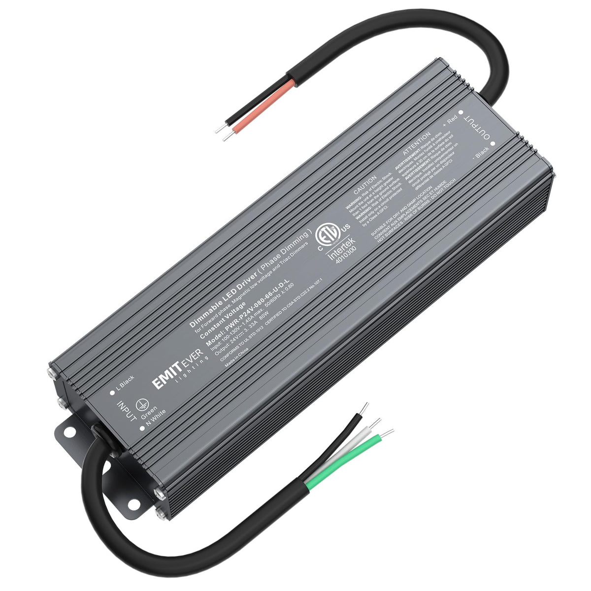 Emitever 80W Triac Dimmable Led Driver,Power Supply,Ac 120V To Dc 24V Transformer,Compatible With Lutron And Leviton Dimmers,For