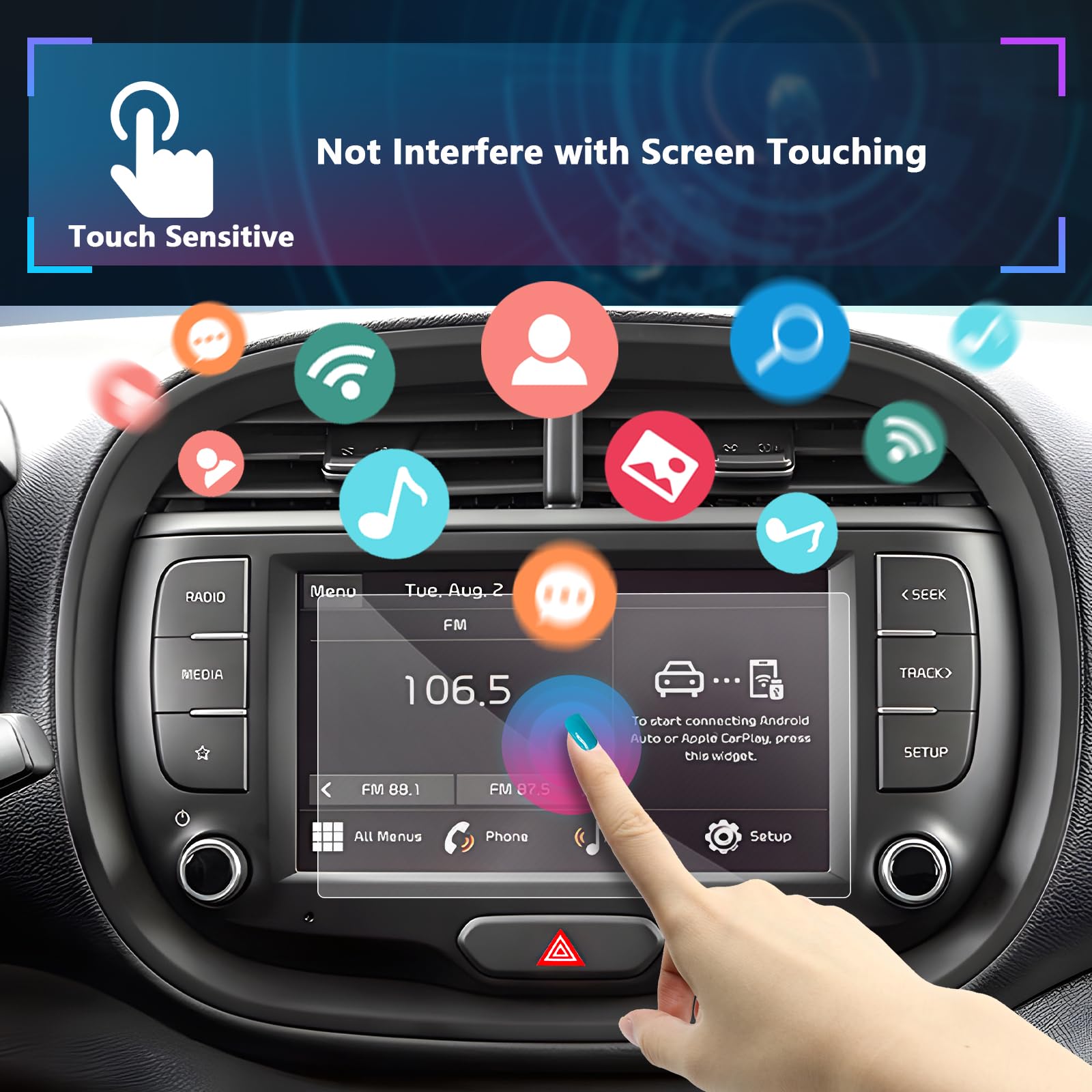 Sxcy For 2025 Kia Soul Accessories For 2022 2025 Kia Soul Touch Radio Display Screen Protector [Lx 8 Inch 2Pcs Nano]