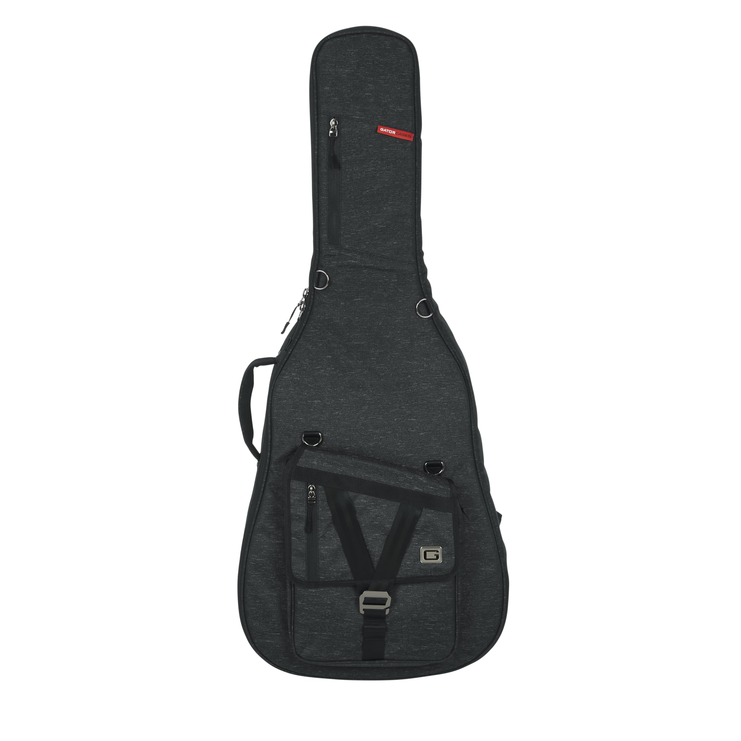 Gator Cases Transit Series Lightweight Jumbo Acoustic Guitar Gig Bag with Backpack Straps and Rubberized Base, Charcoal Black Ex