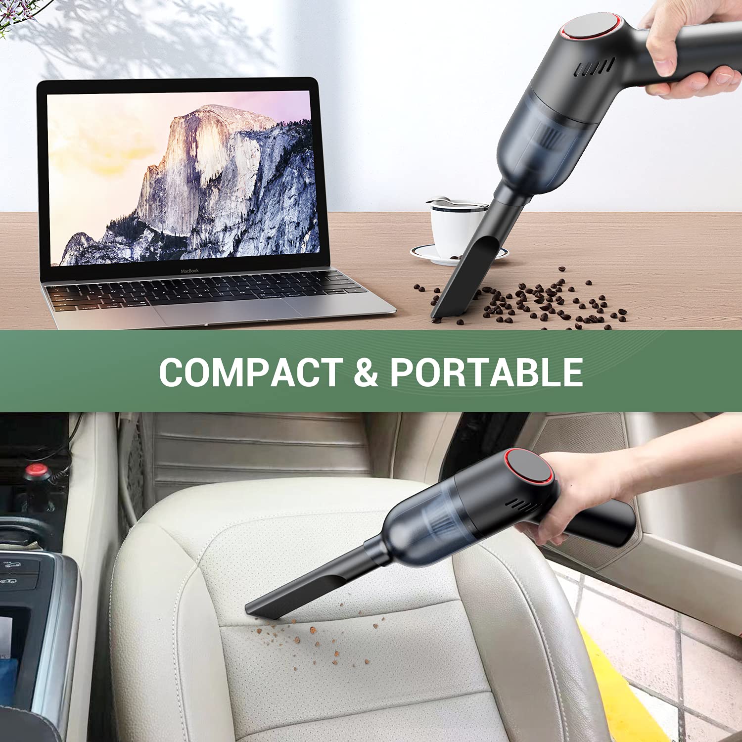 Suncandxy Handheld Vacuum Cleaner Cordless: Mini Rechargeable Hand Vacuum With Strong Suction, Wireless Portable Small Car Vacuu