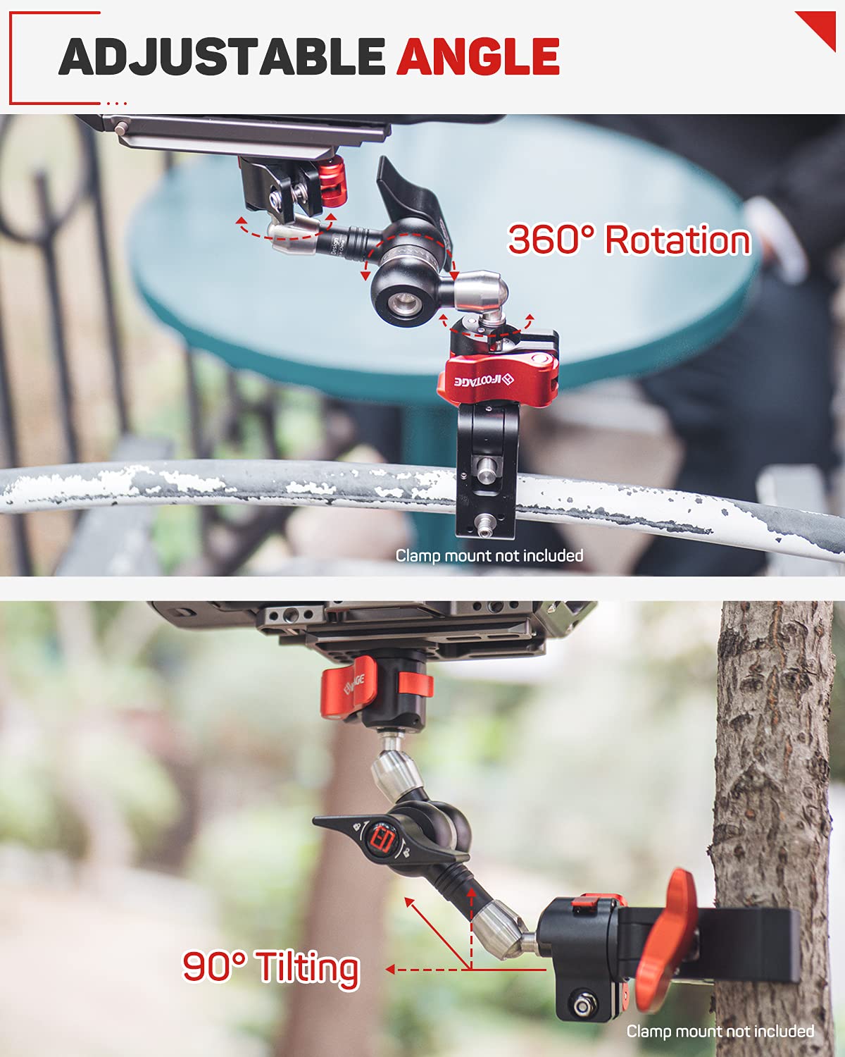 Ifootage Magic Arm Clamp W/ 1/4'' And 3/8'' Thread And 7 Inches Adjustable Friction Power Articulating Magic Arm With 1/4'' And