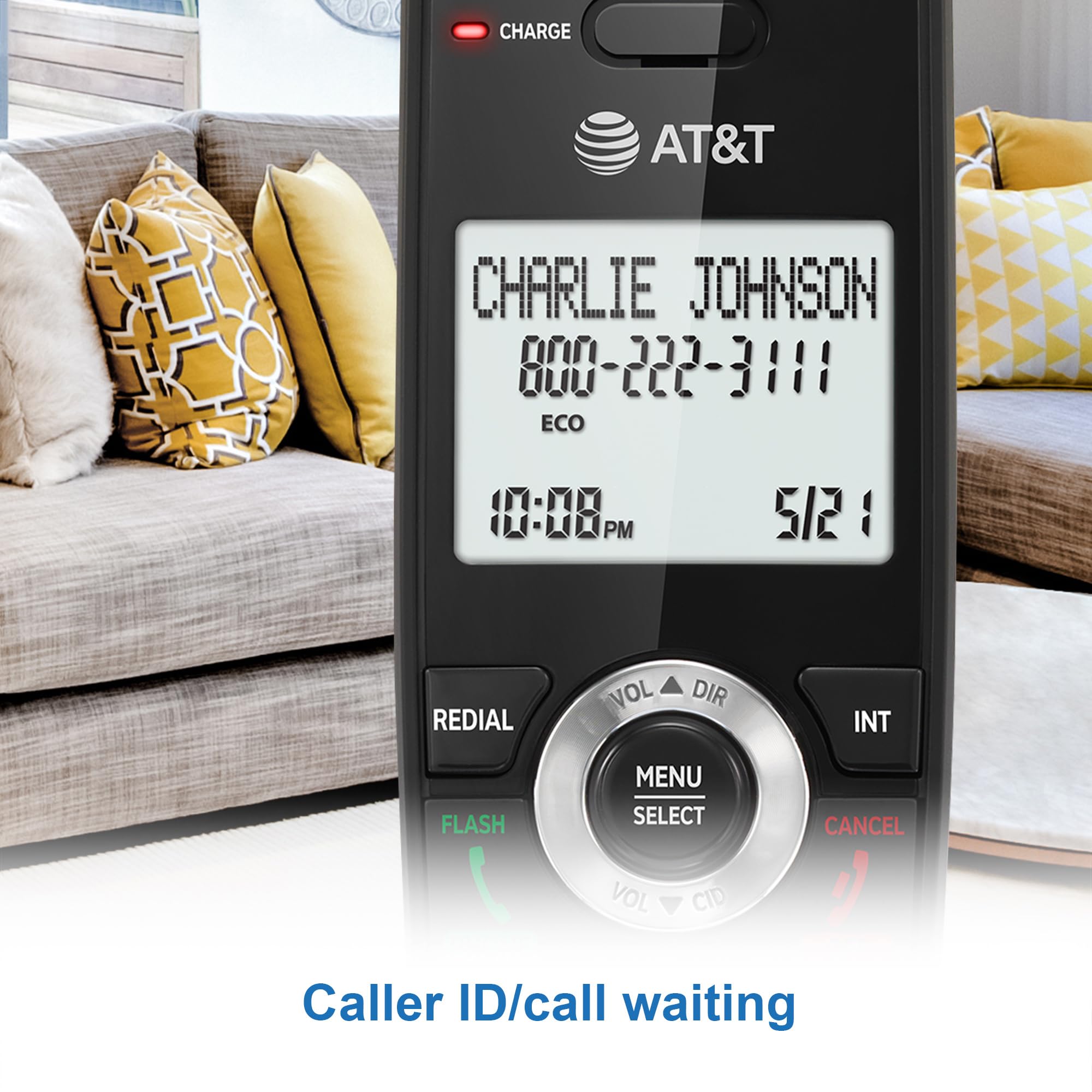 At&T Gl2101 1M Dect 6.0 Cordless Home Phone With Call Block, Caller Id, Full Duplex Handset Speakerphone, 2'' White Backlit Disp