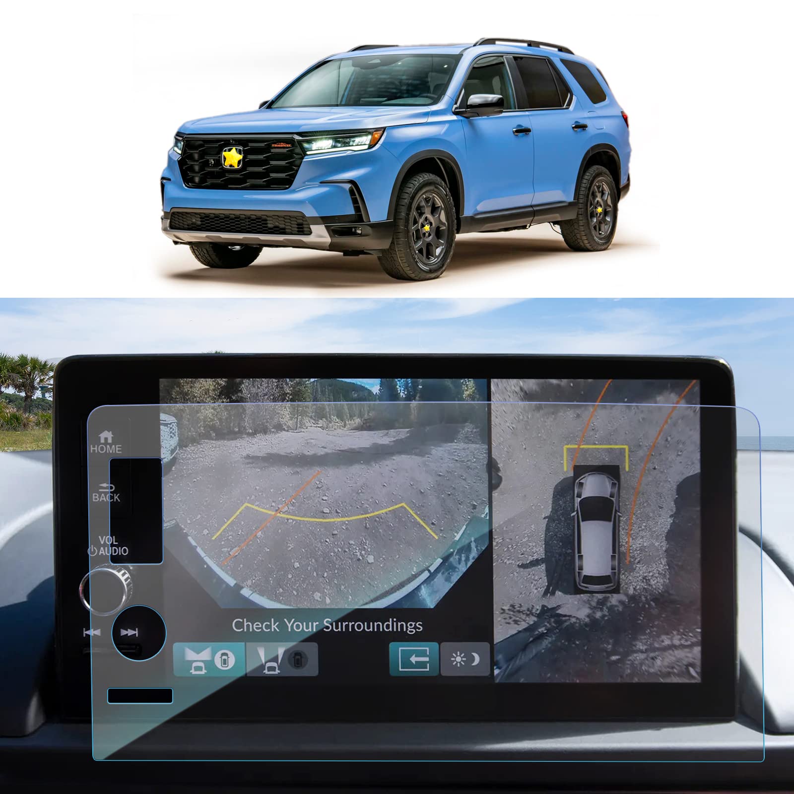 Sktu Screen Protector For 2023 2025 Honda Pilot Ex L/Trailsport/Touring/Elite/Black Edition 9 Inch Screen Tempered Glass Anti Scratch Ultra Clear