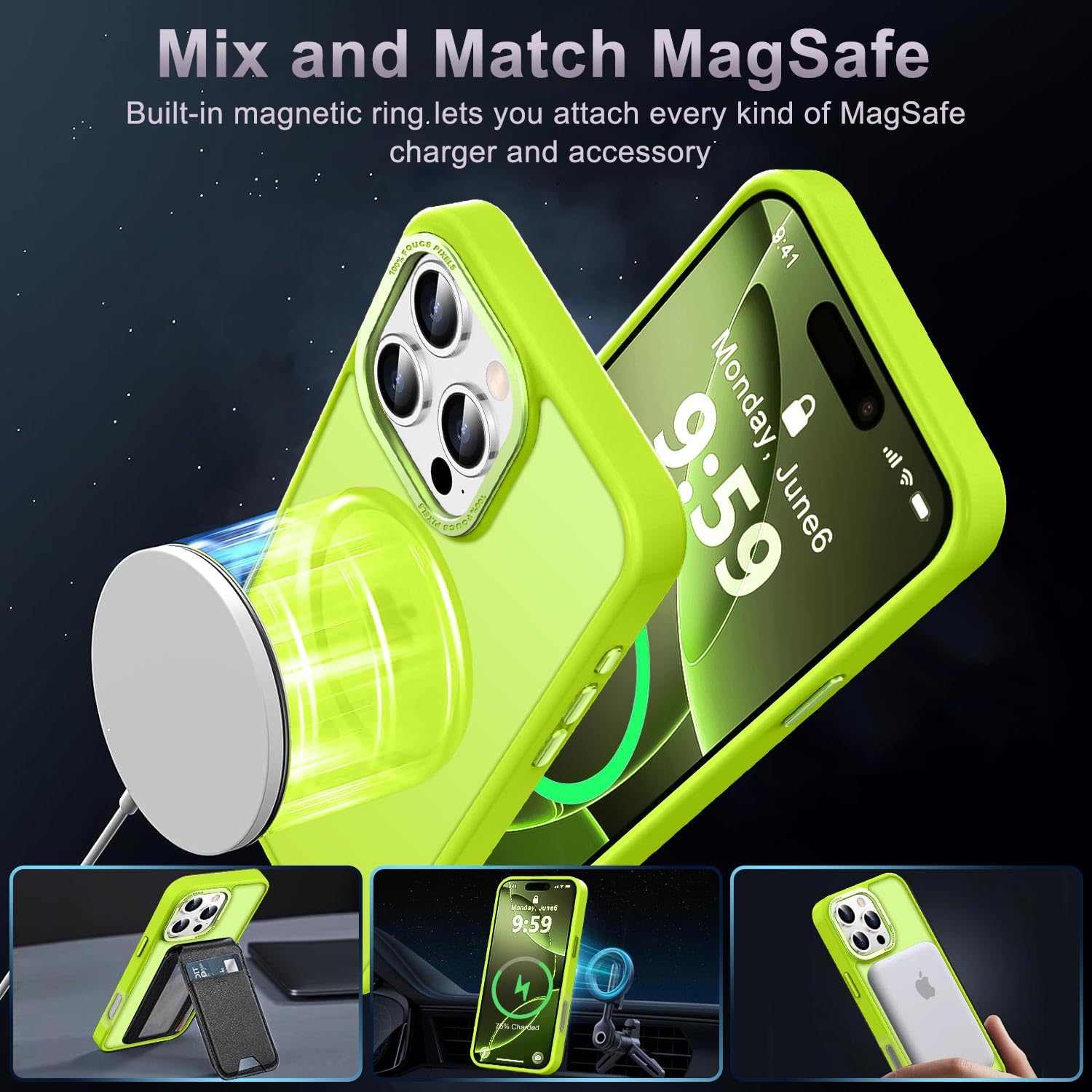 Newfuture Designed For Iphone 16 Pro Max Case With Magnetic [13 Ft Military Drop Protection] [Compatible With Magsafe] Transluce