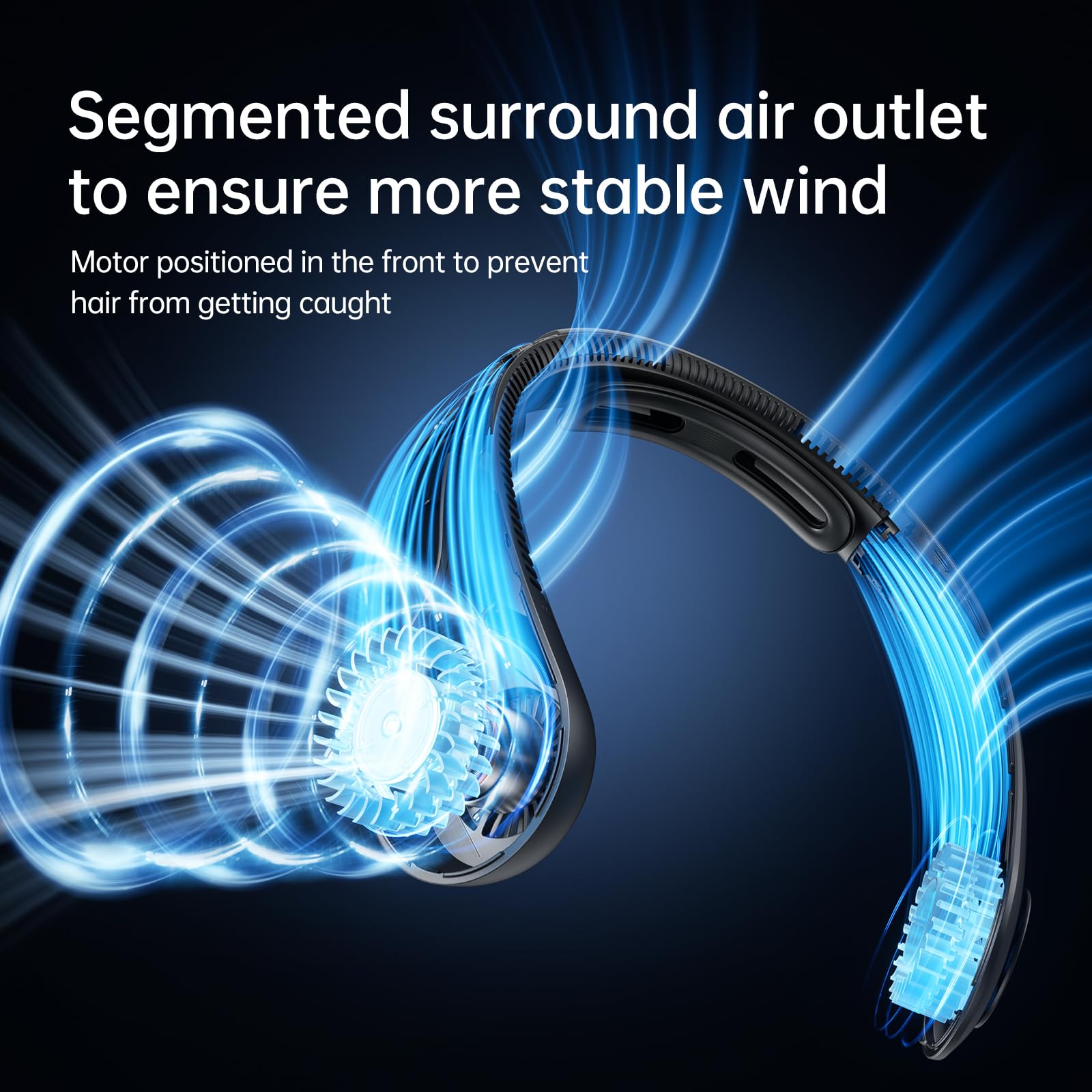 Jisulife Portable Neck Fan Upgraded, Necksupport Personal Fan Hands Free, 5 Speed Gears Adjustment, 3900 Mah Wearable Bladeless
