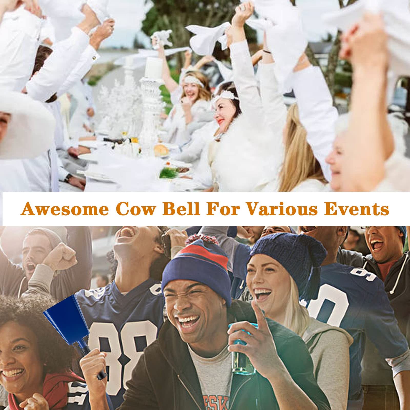 Musfunny Steel Cowbells With Handle Cheering Cow Bell Loud Noise Makers For Sporting Events, Football Games, School Bell, Farm H