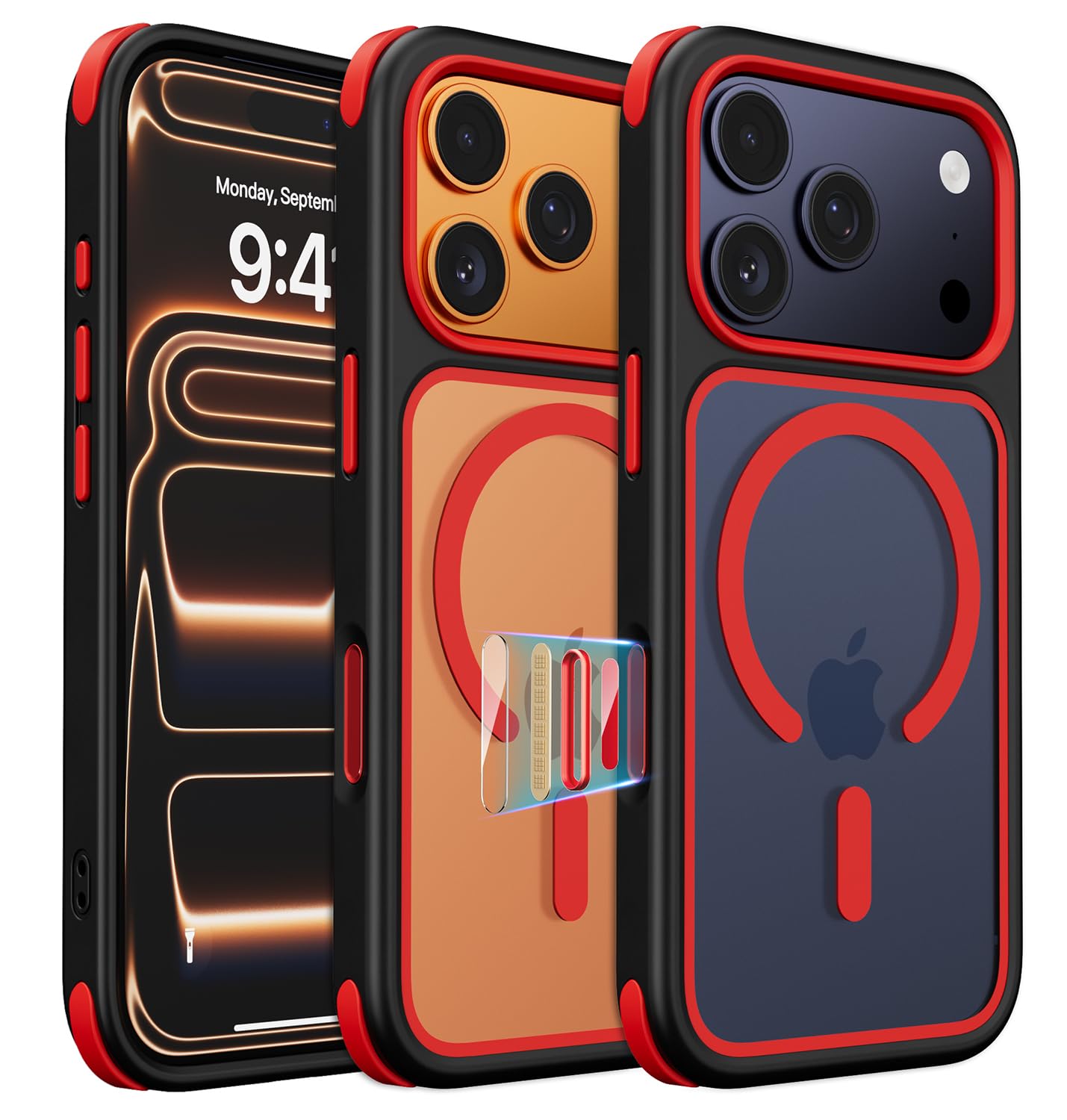 Mobnano for iPhone 17 Pro Max Case, Compatible with MagSafe, Crystal Clear Case with Magnetic Ring, Multicolor Protective Shockp