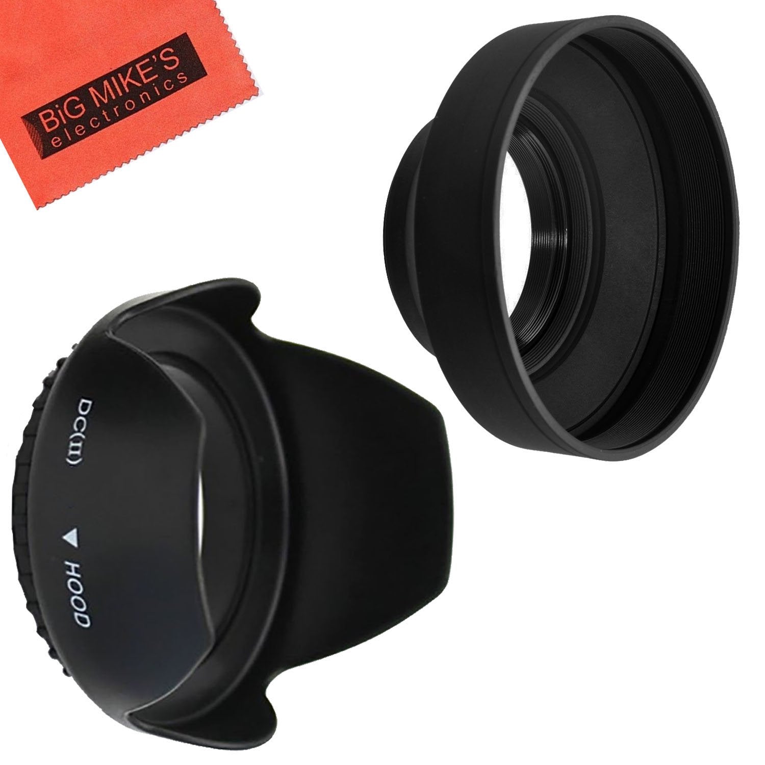 72mm Tulip Flower Lens Hood + 72mm Soft Rubber Lens Hood for Select Canon, Nikon, Olympus, Panasonic, Pentax, Sony, Sigma, Tamro
