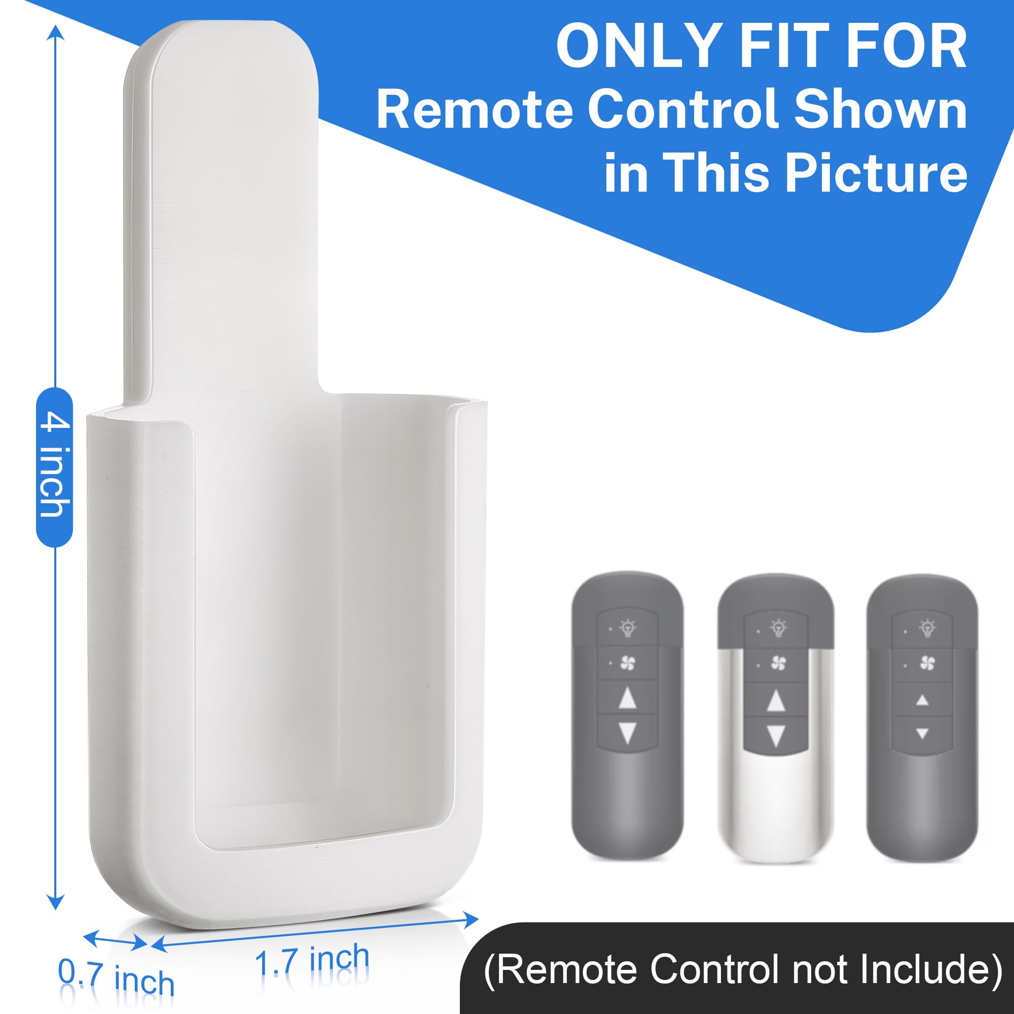 Saillong 1 Pack Ceiling Fan Remote Control Holder With Screws Wall Mount Fan Remote Bracket (White)