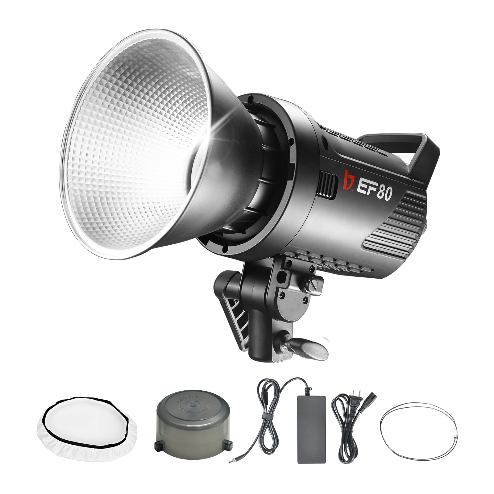 Jinbei Ef 80 80W Cob Led Video Light With App Control, 5500K Daylight Bowens Mount Cri97+ Tlci98+ 9 Lighting Effects Continuous