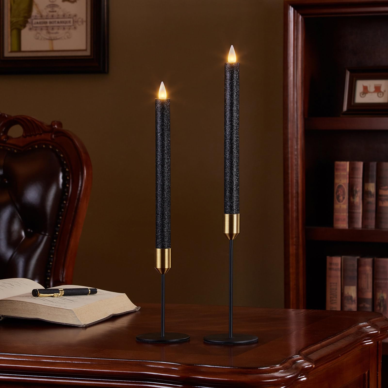 Cozierglow Flameless Taper Candles Flickering With Remote And Timer, 3D Moving Flame Taper Candles Battery Operated To 400 Hours