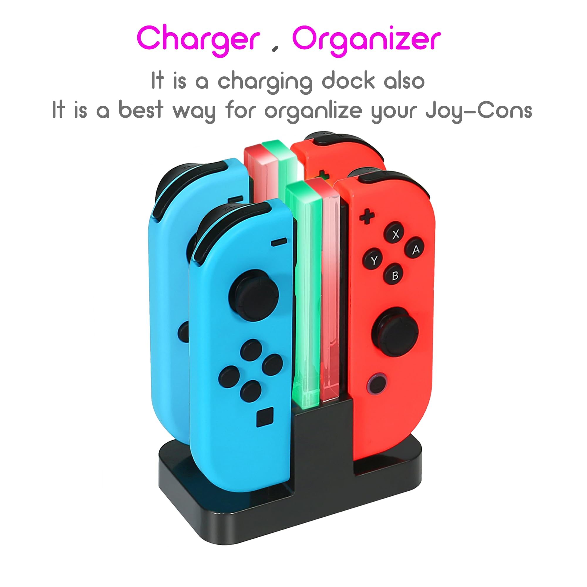 Innvo Power Dock  Switch Joycon Charger, 4 In 1 Charging Dock For Nintendo Controller, Fast Charging Station, Usb C Charge Cable