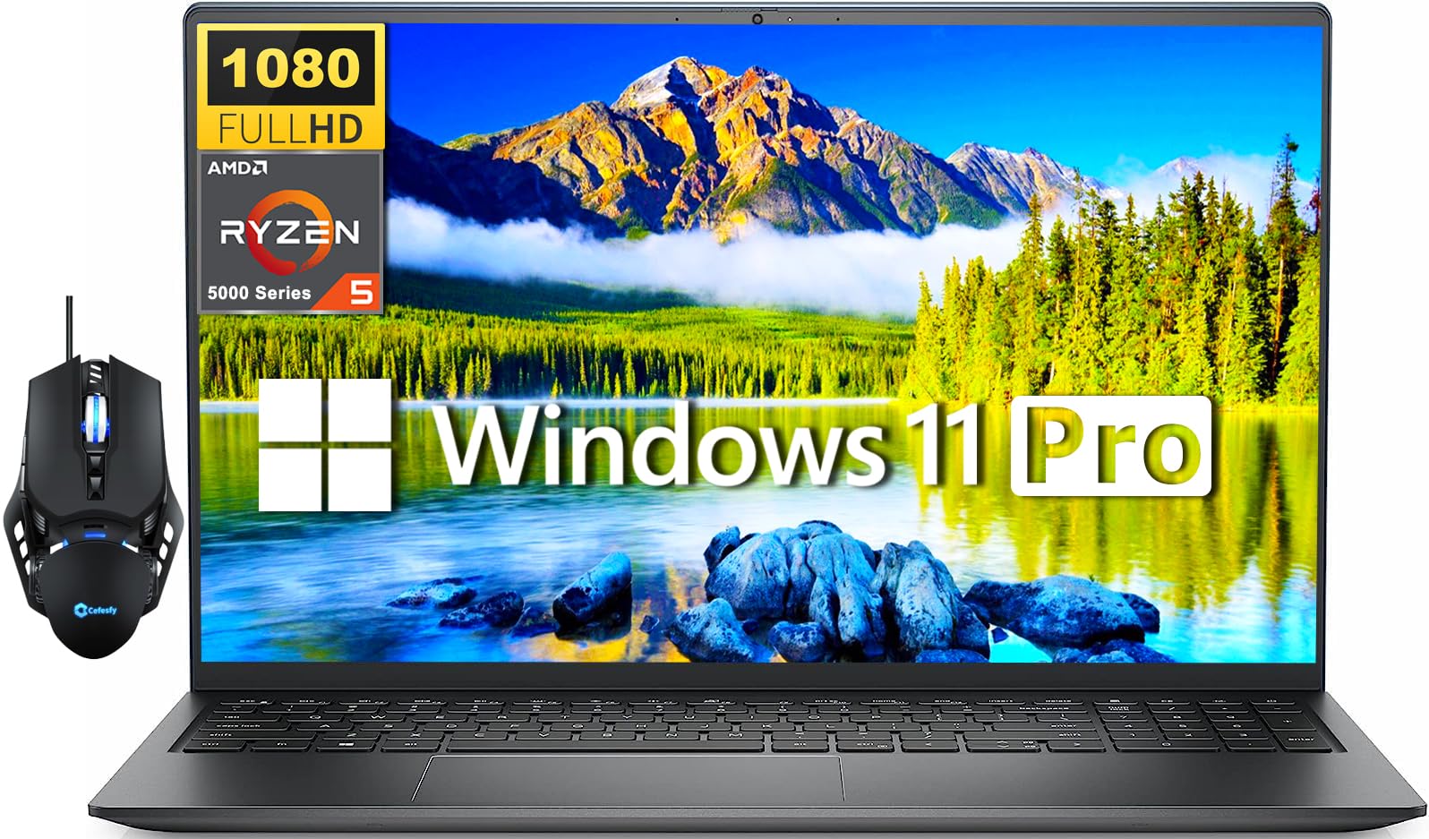 Dell Inspiron 15 3525 Laptop, 32GB RAM, 1TB SSD, High Performance for Business and Student, 15.6 FHD IPS Display, AMD Ryzen 5 55