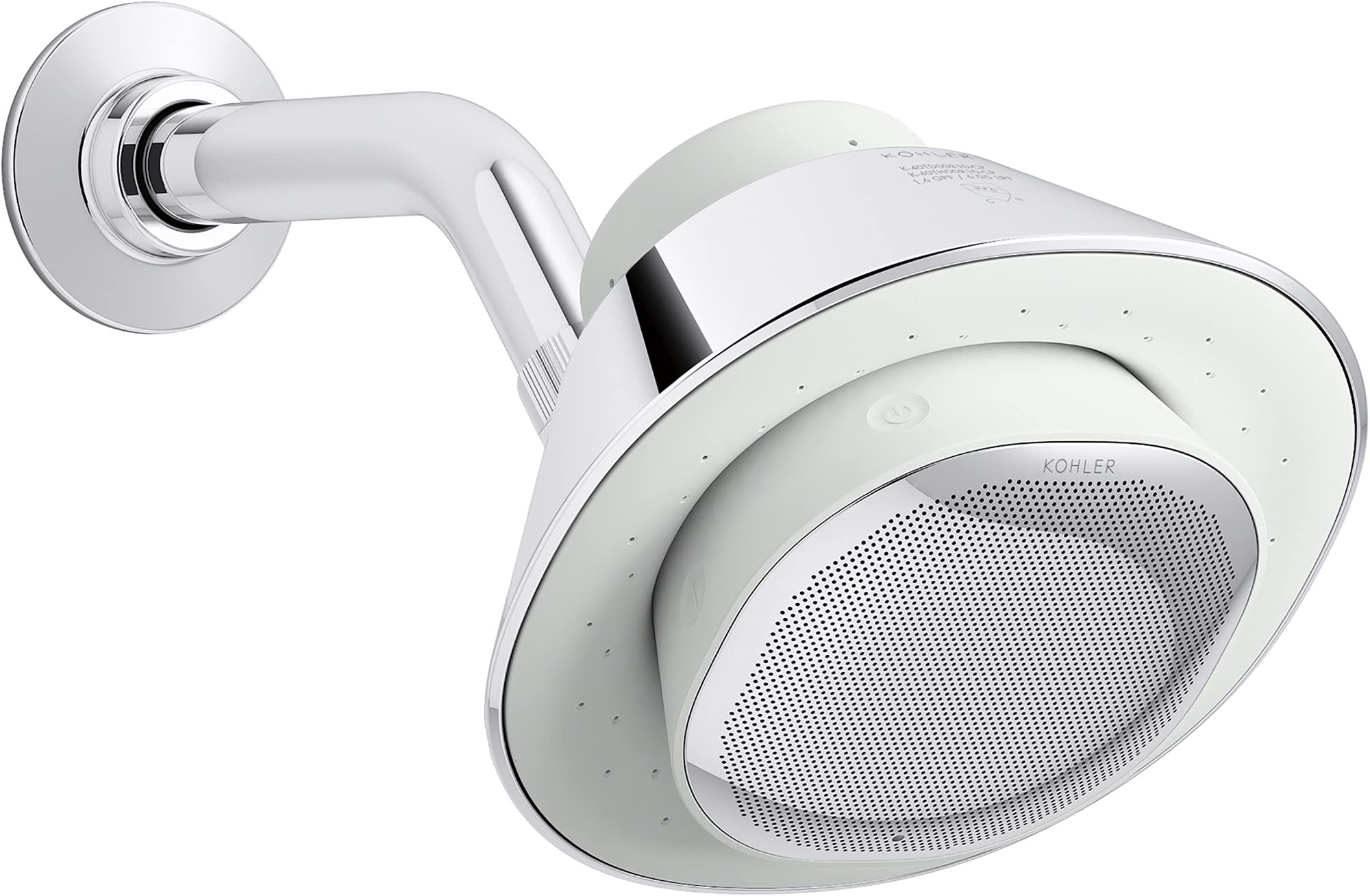 Kohler K-28238-GKA-CP Moxie Alexa Enabled Showerhead, Bluetooth Shower Speaker & Radio, Rechargeable & Portable Speaker, 1.75 GP