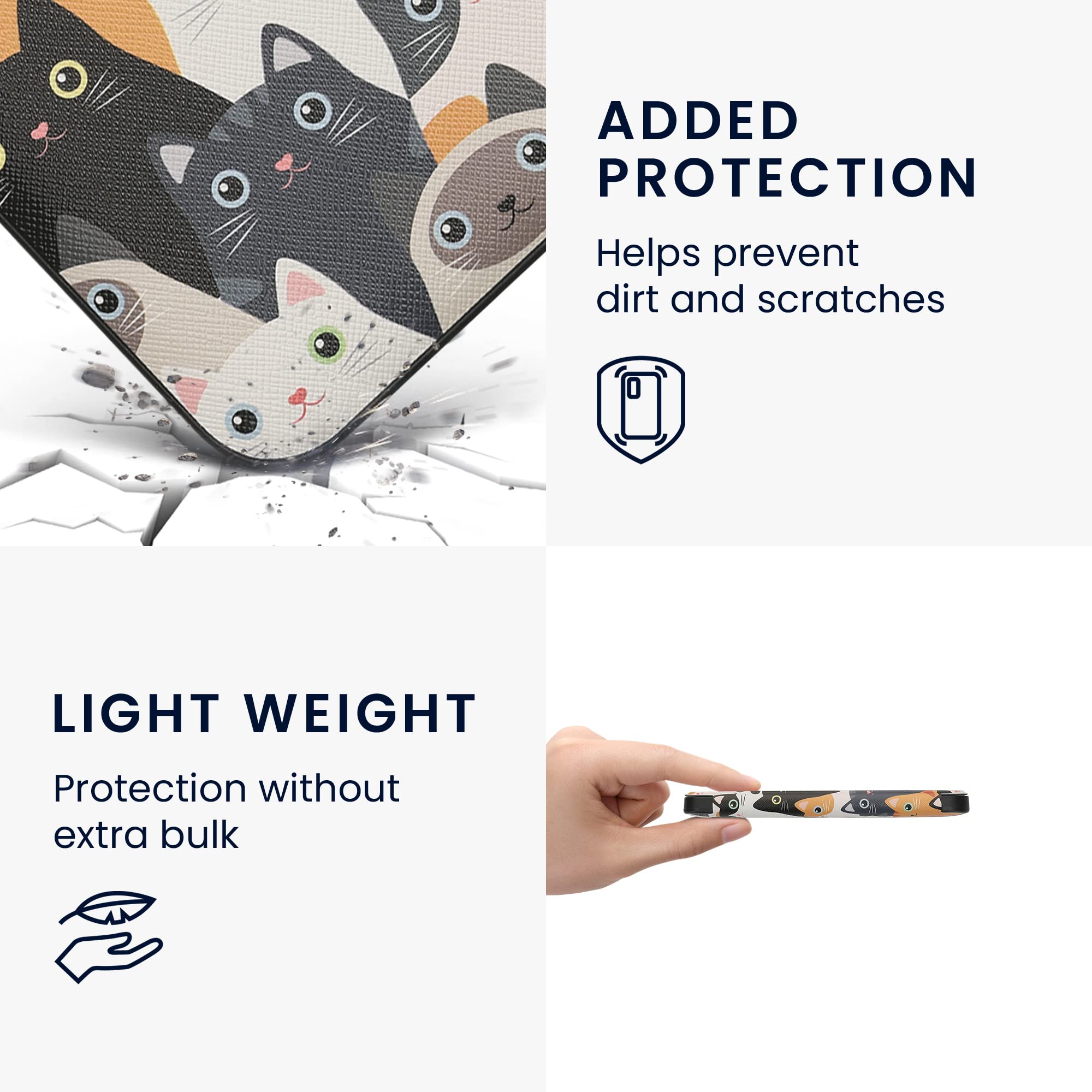 Kwmobile Case Compatible With Kobo Clara 2E / Tolino Shine 4 Case   Ereader Cover   Cats Orange/Black/White