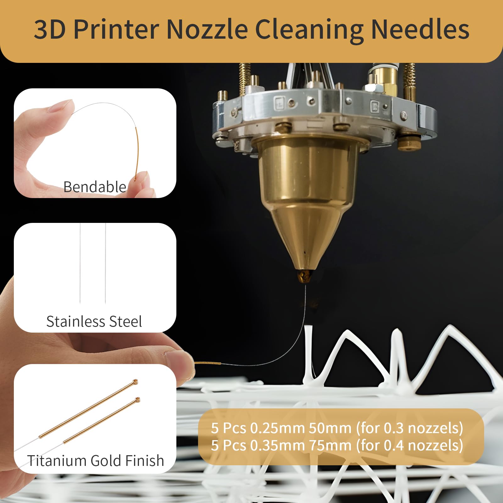 Mayjoy 3D Printer Nozzle Cleaning Kit-17 Pcs Tools Set With Brass Wire Brushes, Cleaning Needles (For 0.3&0.4Mm Nozzles), Tweeze