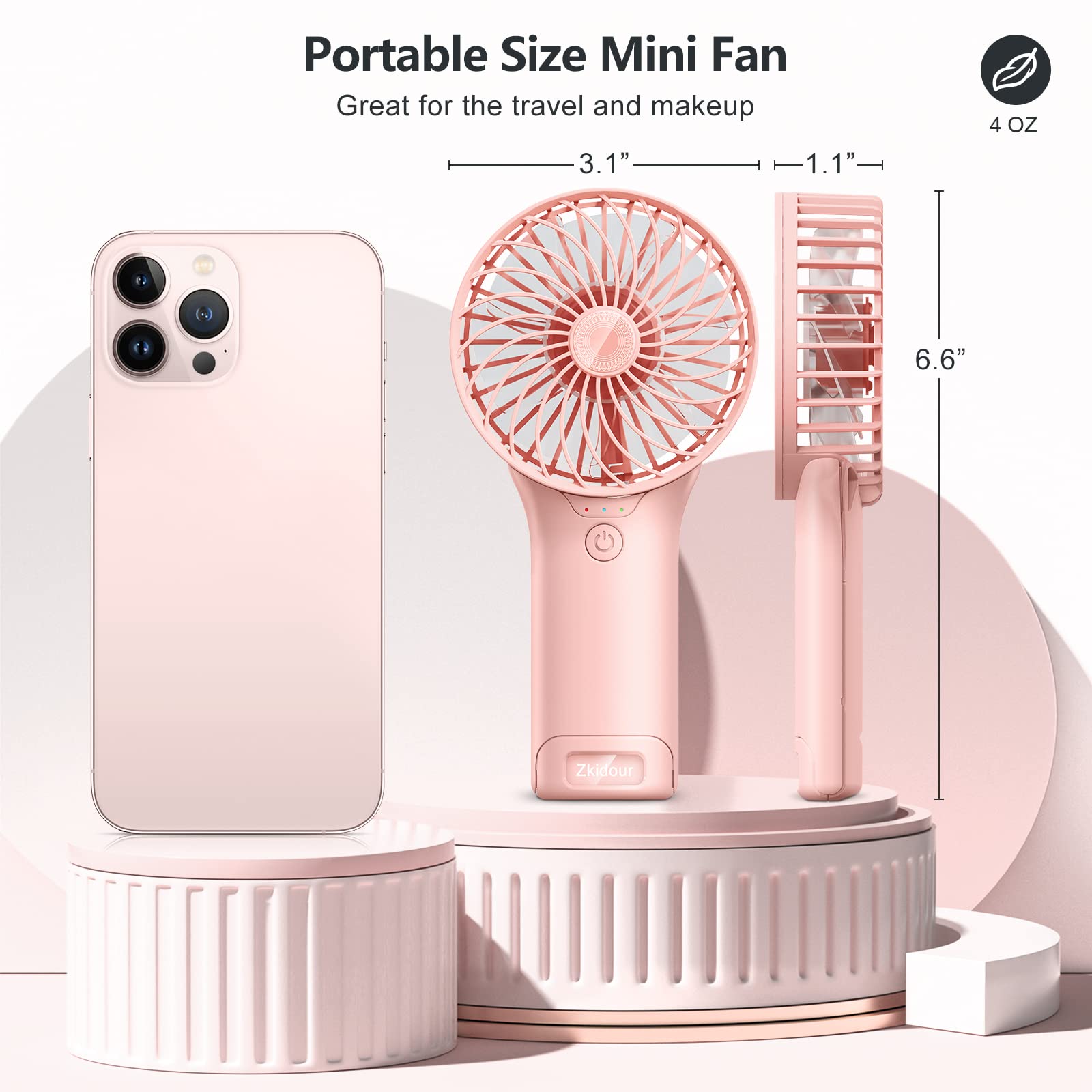 2024 Upgrade Handheld Portable Fan Longer Lasting Max 20Hrs Working Time, 4 Speeds Strong Wind Usb Rechargeable Personal Mini Fa