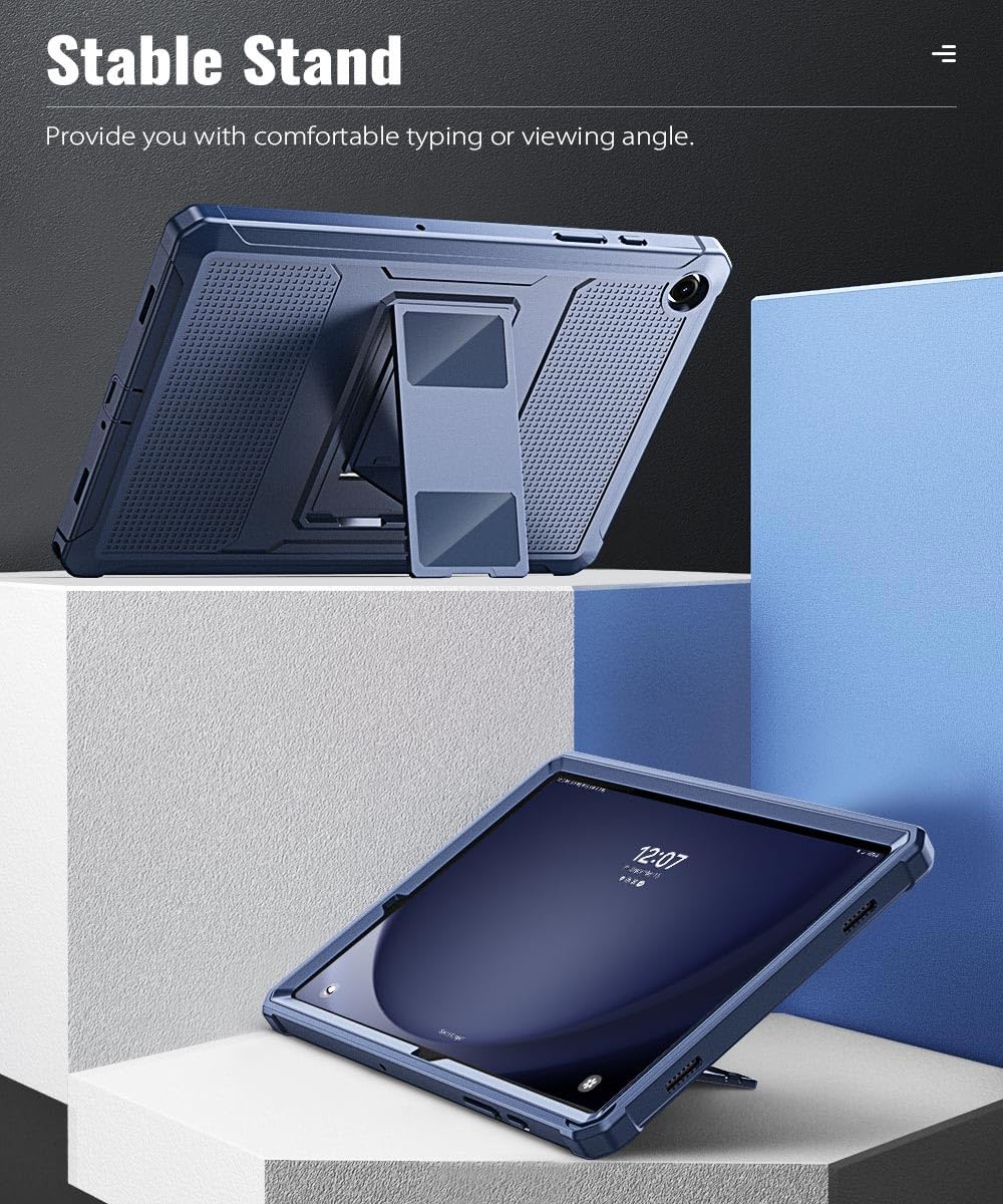 MoKo Case Fit Galaxy Tab A9 Plus 11 Inch 2023 (SM X210/X216/X218), Shockproof Full Body Rugged Stand Back Cover Built in Screen Protector Fit Galaxy Tab A9+ 11' 2023, Dark Blue