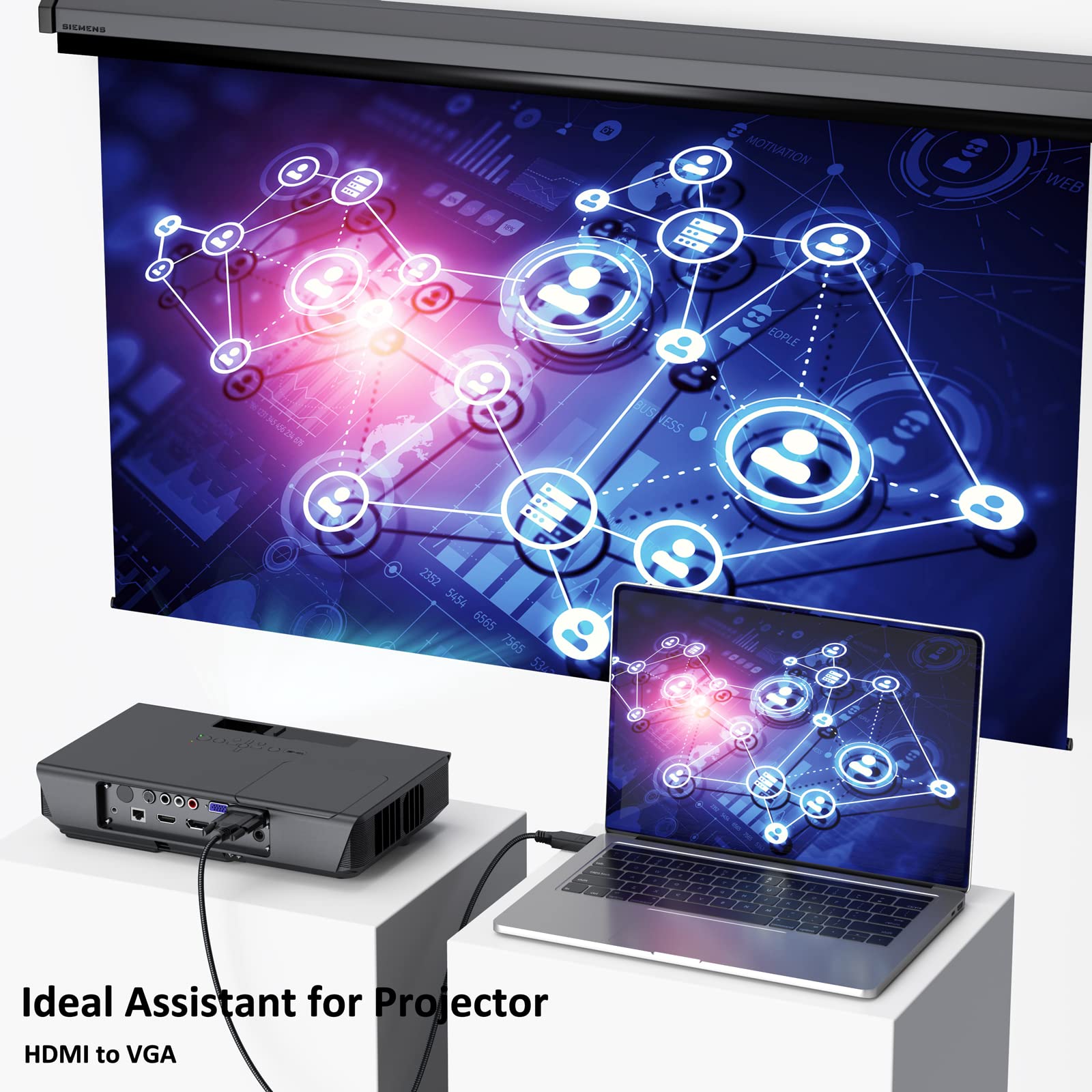 Dteedck Hdmi To Vga Cable 6Ft Male To Male Active Adapter Cord Gold Plated Connector Converter Connect Laptop Desktop To Monitor