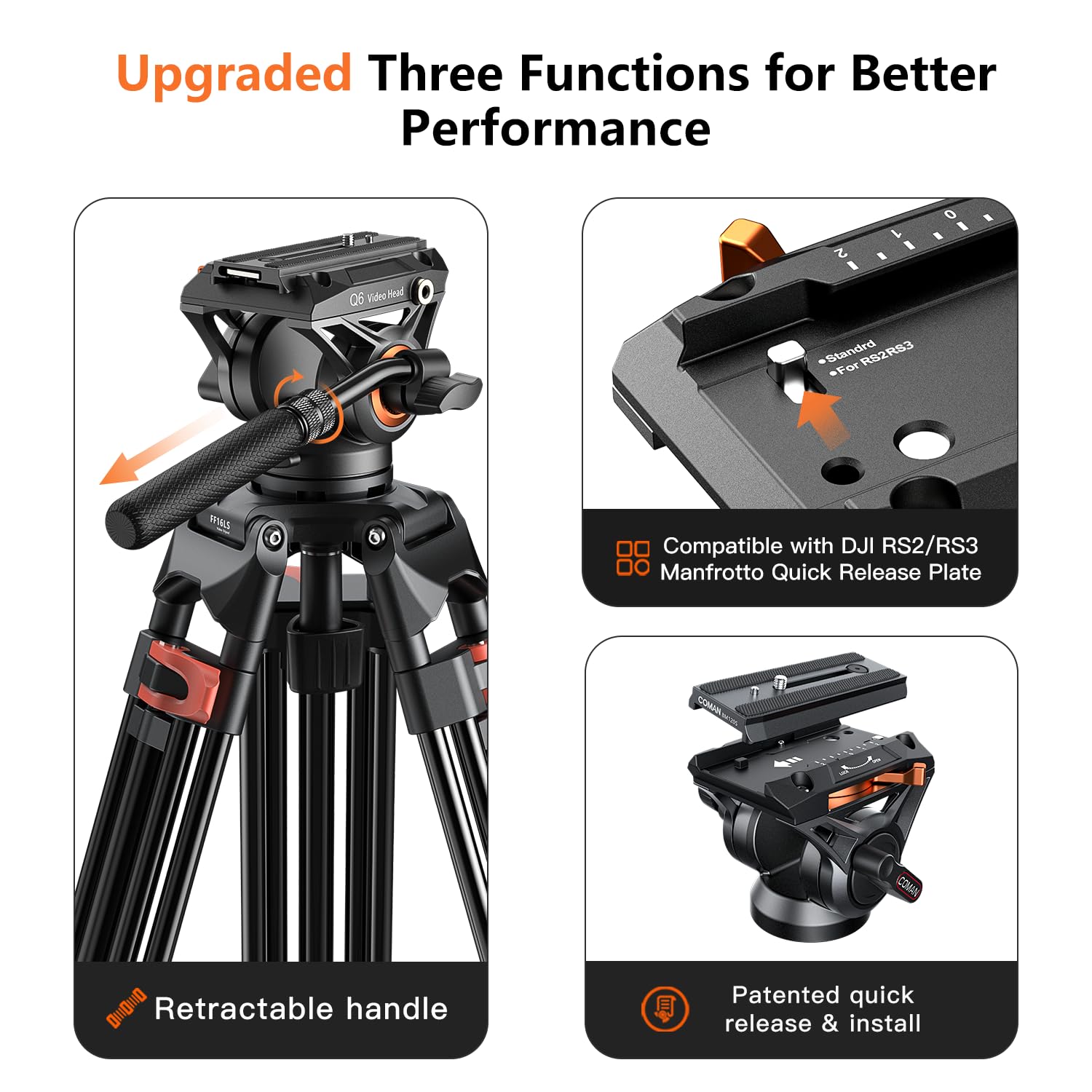 Heavy Duty Tripod Professional Video Tripod Aluminium 72Inch With 360 Degree Fluid Head For Canon Nikon Dslr Camcorder Cameras S