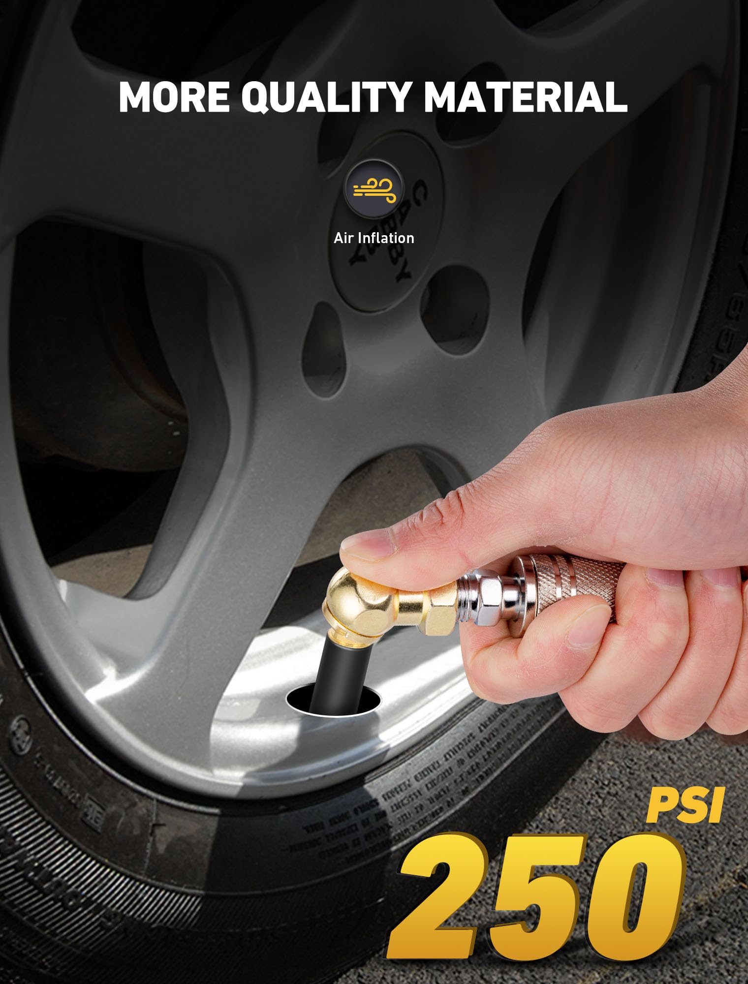 Sardvisa 2 Packs Closed Ball Air Chucks, Portable Tire Air Inflating Chuck With 1/4'' Npt Standard Quick Plugs, 250 Psi Tire Inf