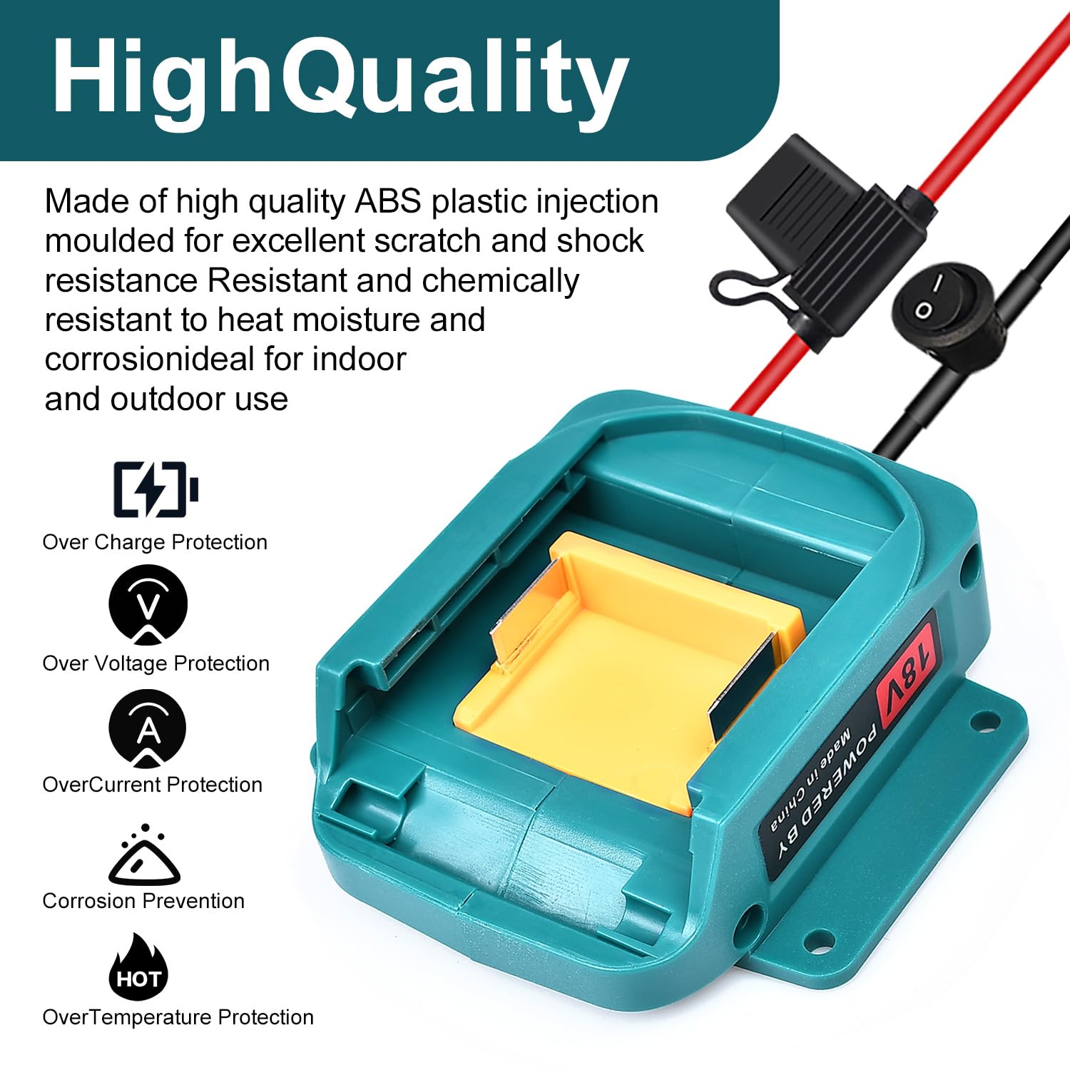 Qsdxnydc For Power Wheel Battery Adapter For Makita 18V Lxt Battery With Fuse&Switch 14 Awg Connector For Bl1850B,Bl1860B,Bl1830