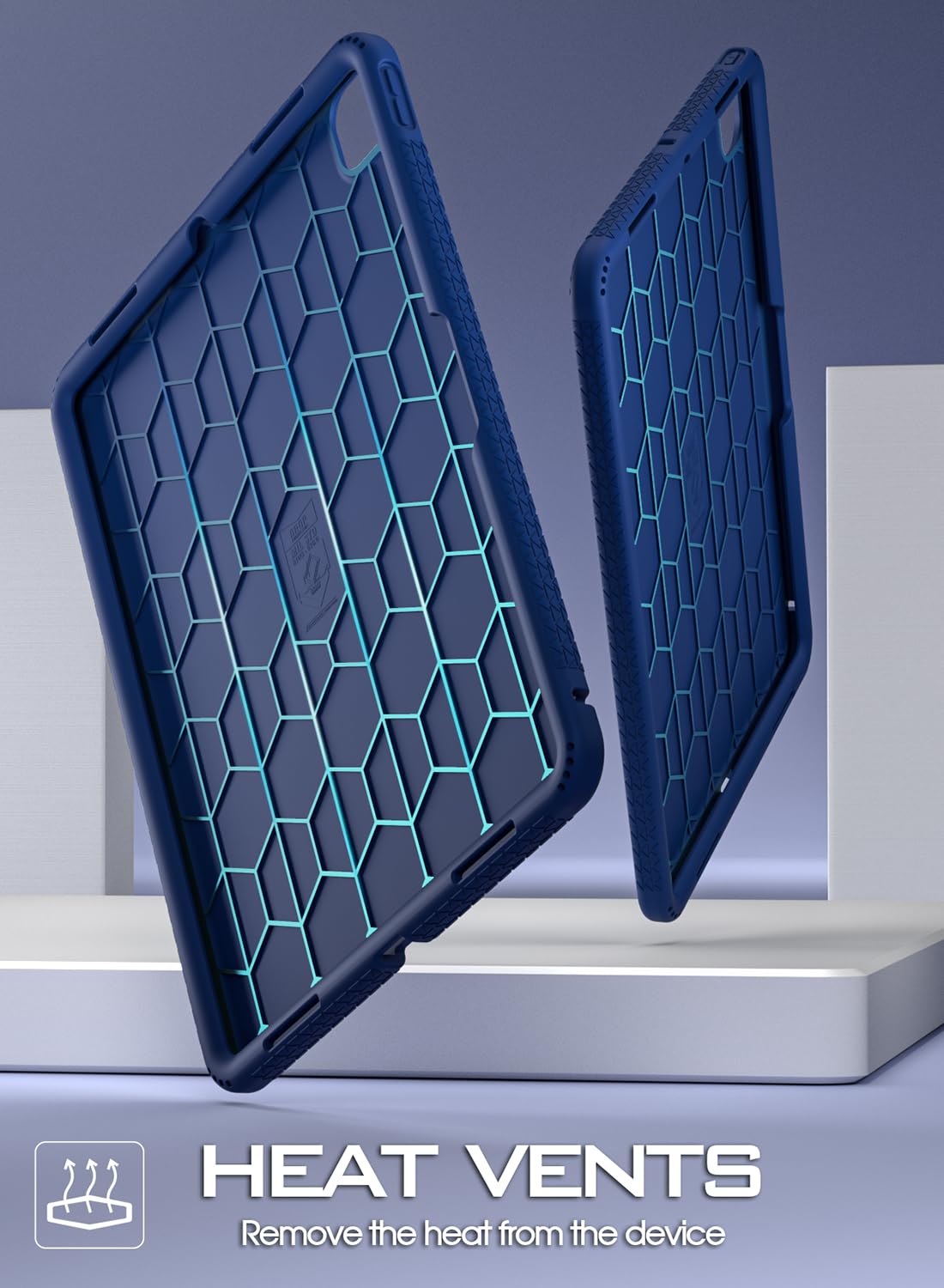 Poetic Turtleskin Case For Ipad Pro 13 Inch 2024 M4 7Th Gen, Heavy Duty Shockproof Rugged Kids Friendly Drop Protection Silicone Cover Case, Navy Blue