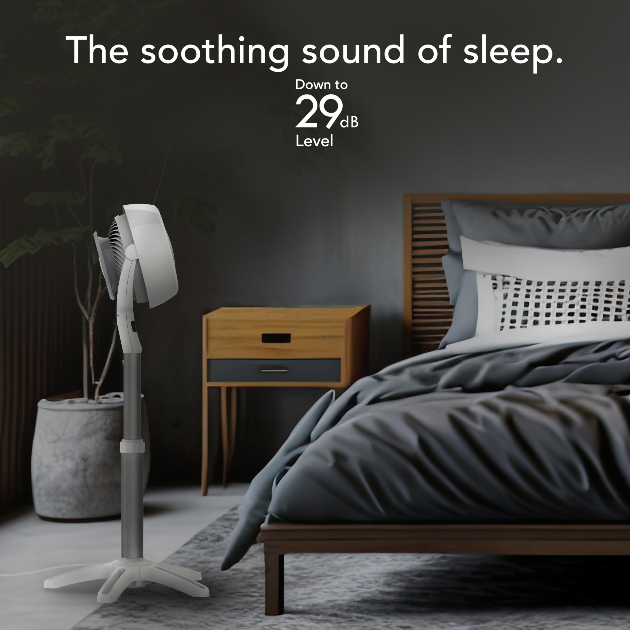 Vornado 6803Dc Energy Smart Medium Pedestal Air Circulator Fan With Variable Speed Control, Ice White, Cr1-0259-43